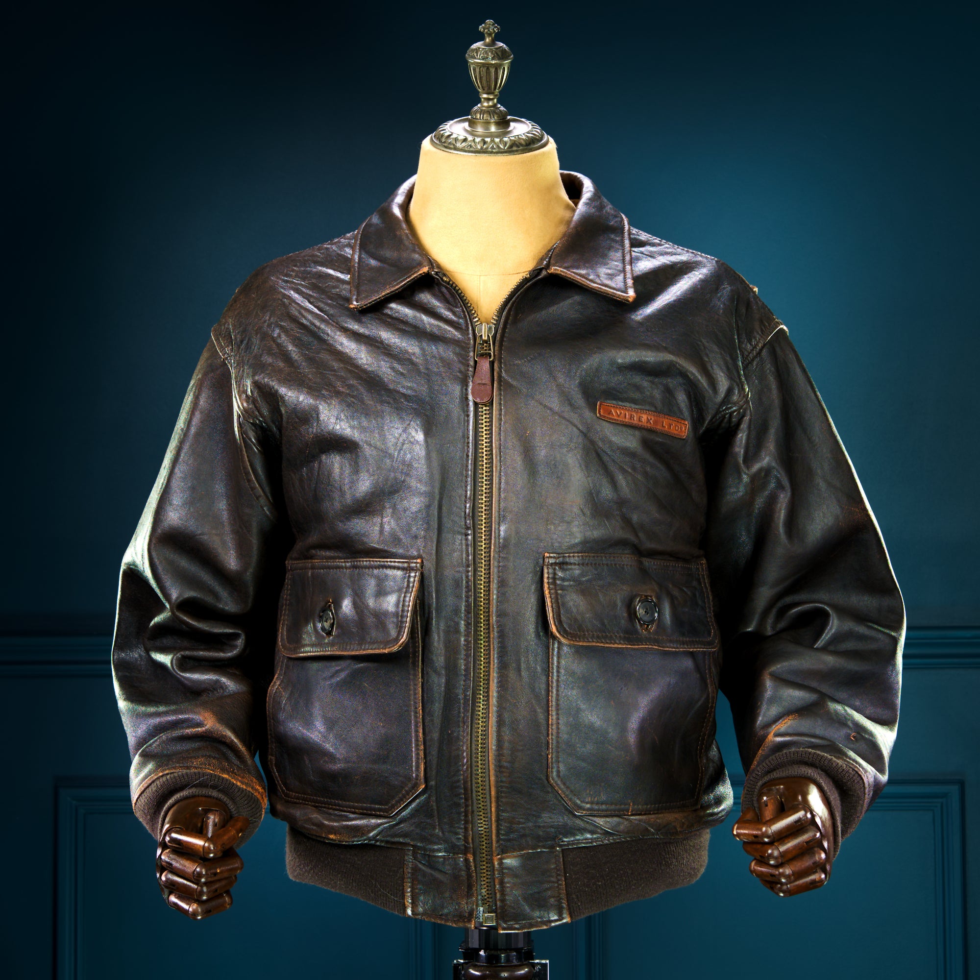 Vintage 1980s Avirex G1 Sheepskin Brown Bomber Flight Leather Jacket “L”