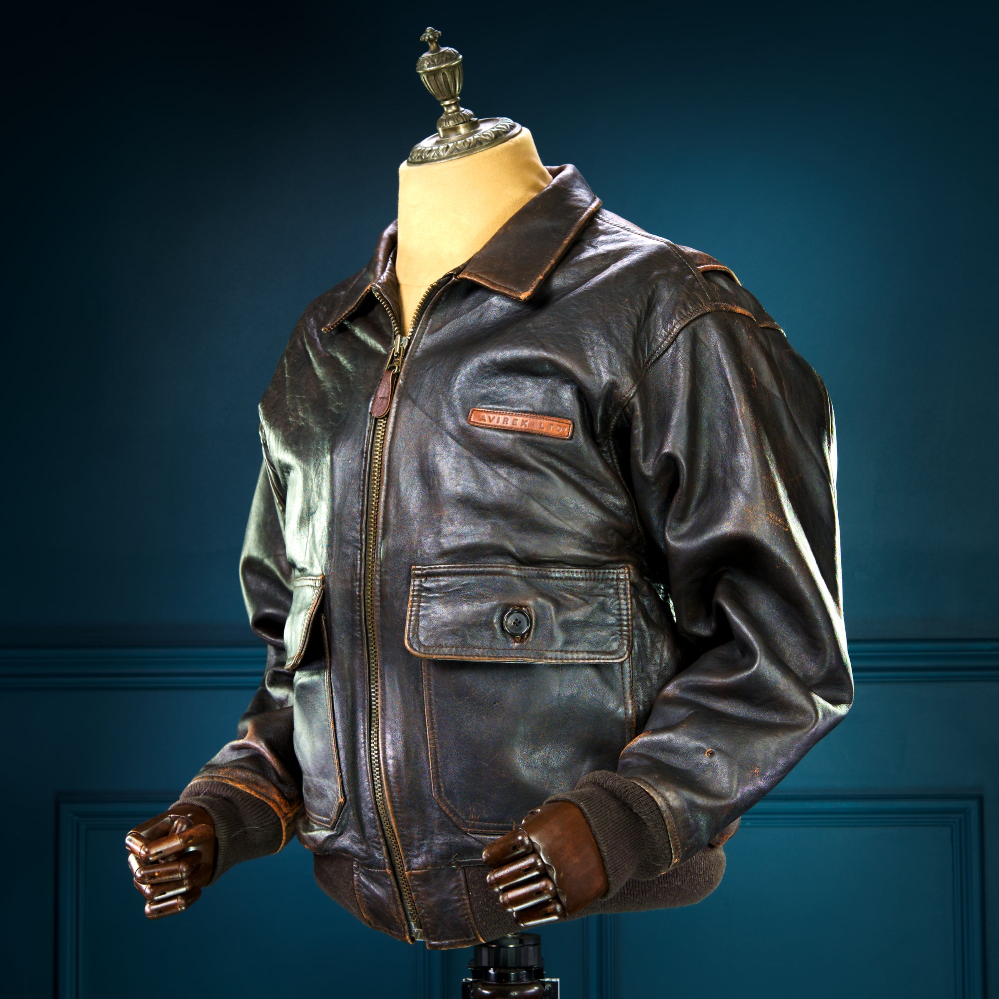 Vintage 1980s Avirex G1 Sheepskin Brown Bomber Flight Leather Jacket “L”