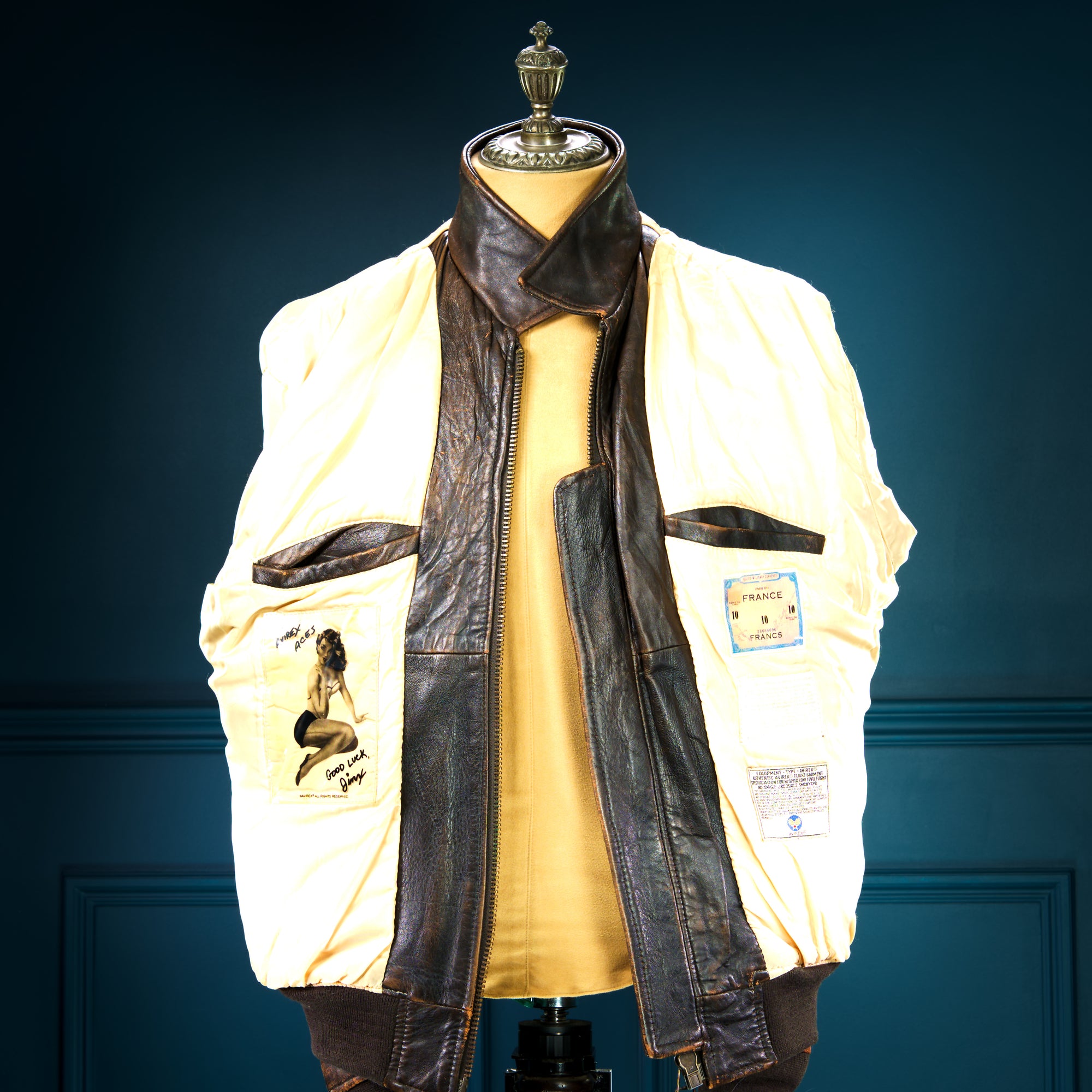 Vintage 1980s Avirex G1 Sheepskin Brown Bomber Flight Leather Jacket “L”