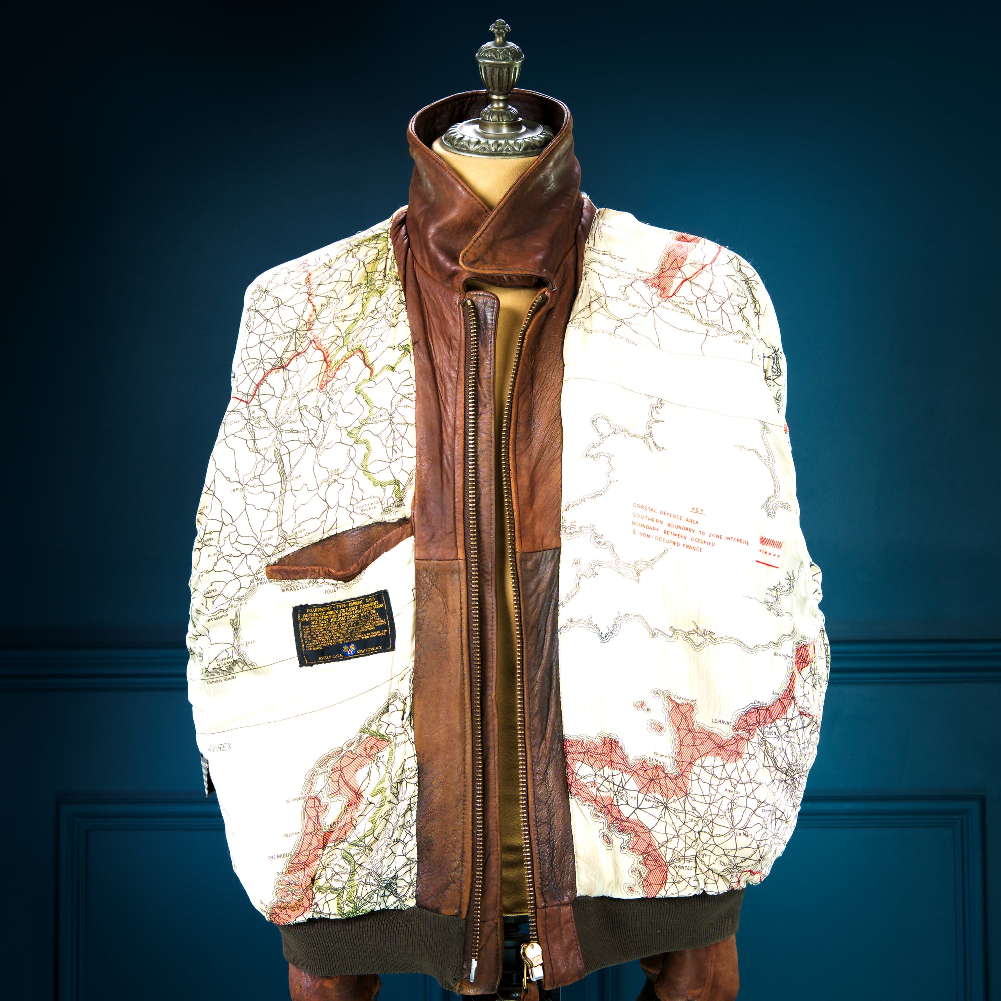 Vintage 1970s Avirex A2 Sheepskin Brown Bomber Flight Leather Jacket “XL”