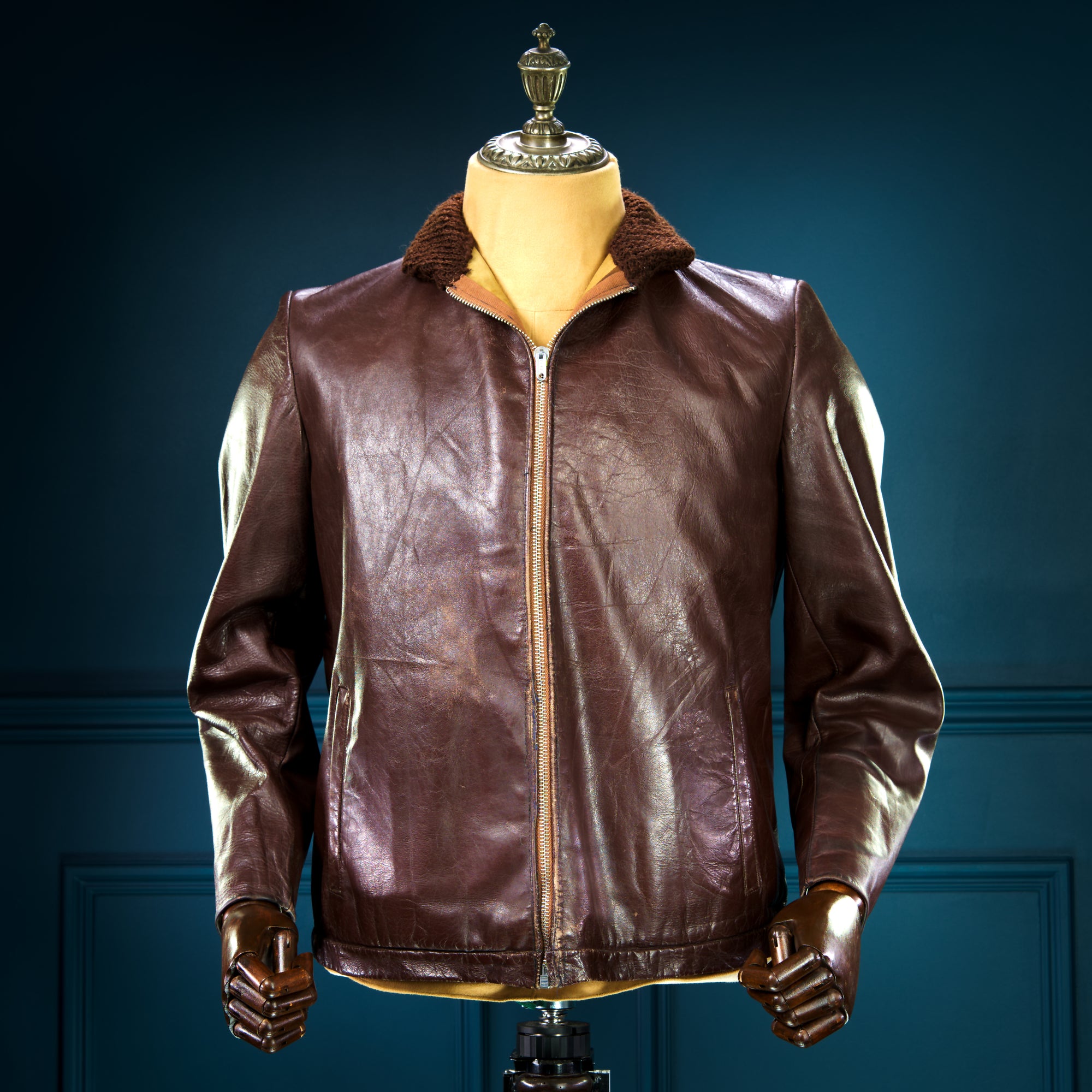 Vintage 1940s WW2 Czech Horsehide Flight Aviator Windbreaker Leather Jacket “M”