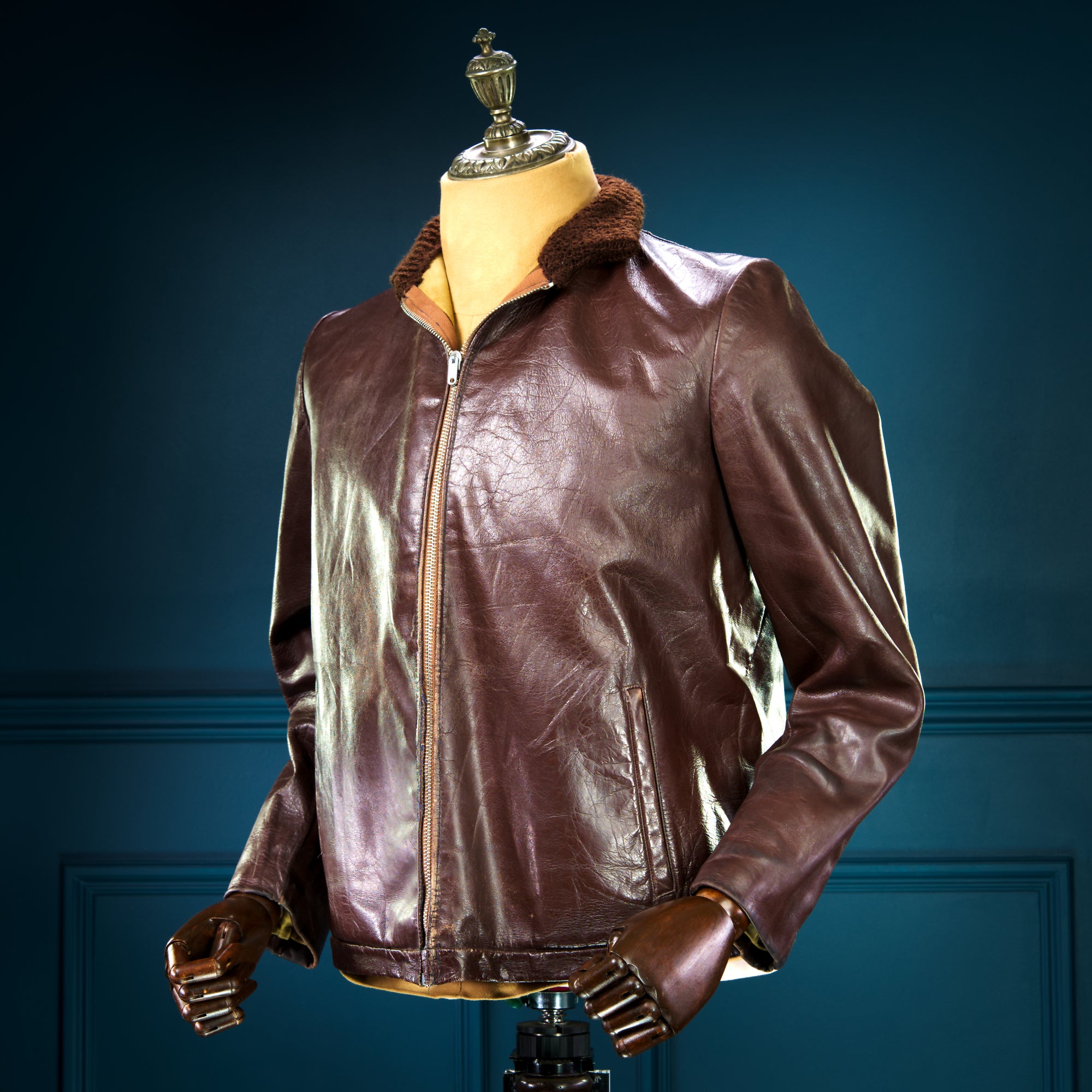 Vintage 1940s WW2 Czech Horsehide Flight Aviator Windbreaker Leather Jacket “M”