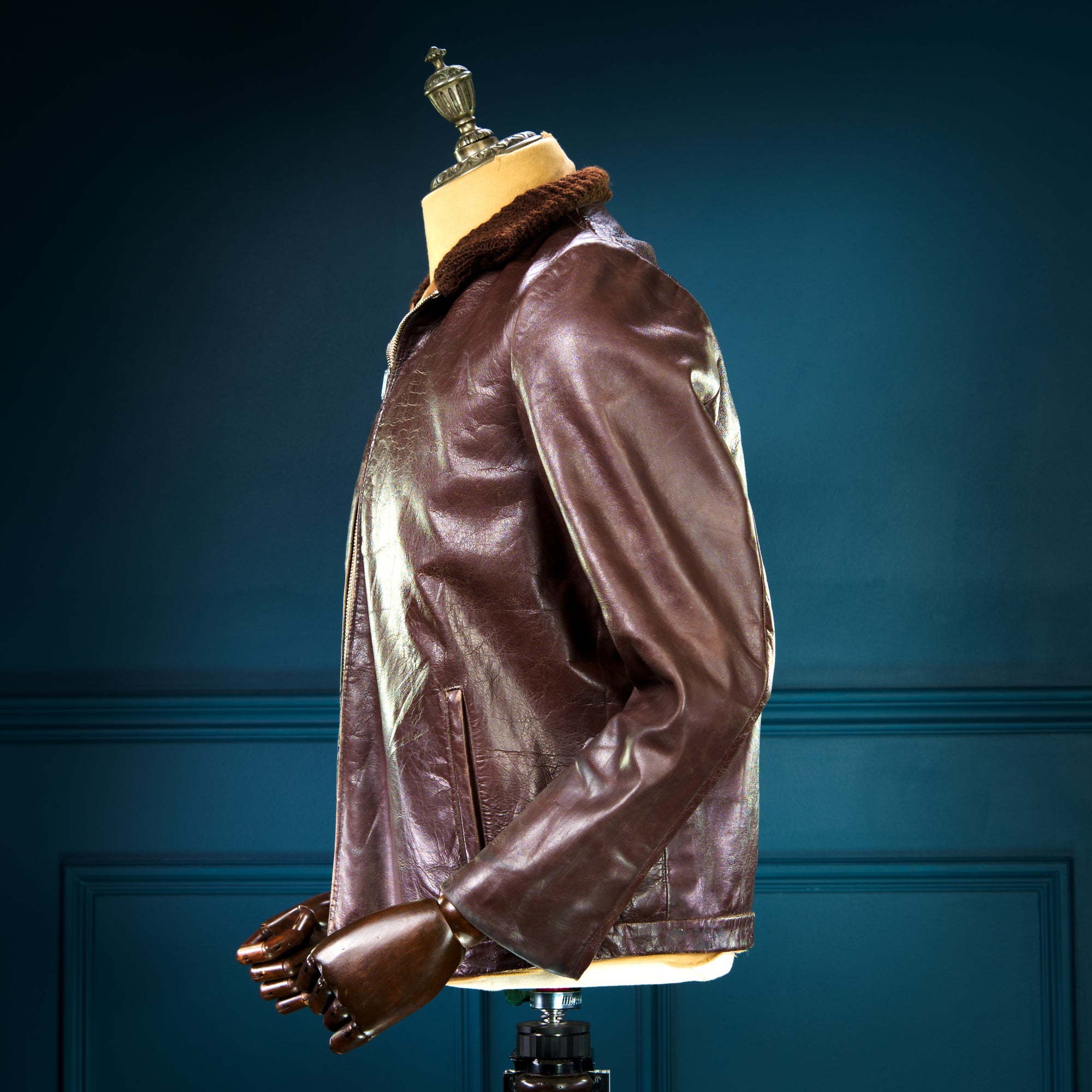 Vintage 1940s WW2 Czech Horsehide Flight Aviator Windbreaker Leather Jacket “M”