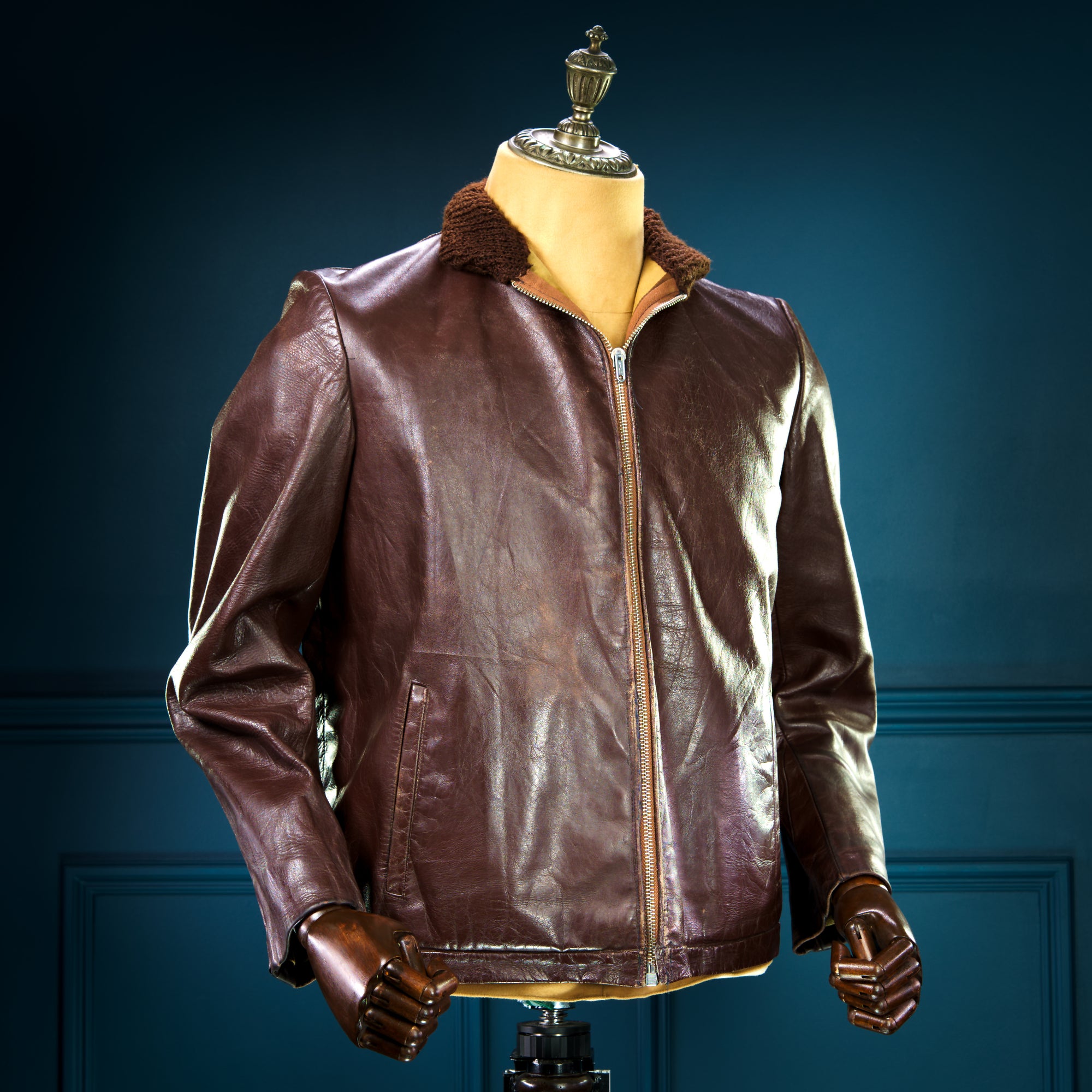 Vintage 1940s WW2 Czech Horsehide Flight Aviator Windbreaker Leather Jacket “M”