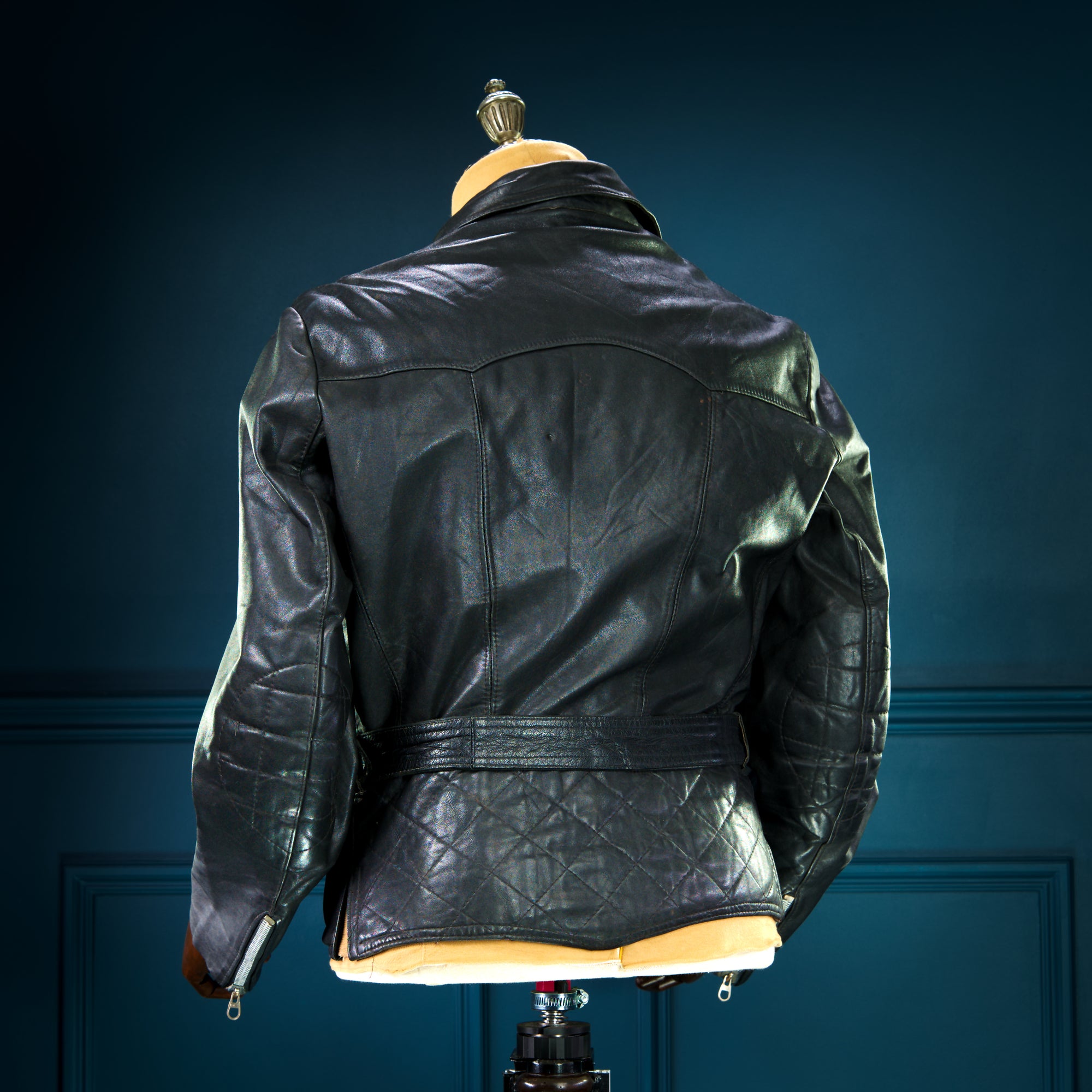 Vintage 1950s German Horsehide Black Biker Aviator Moto Leather Jacket “M”