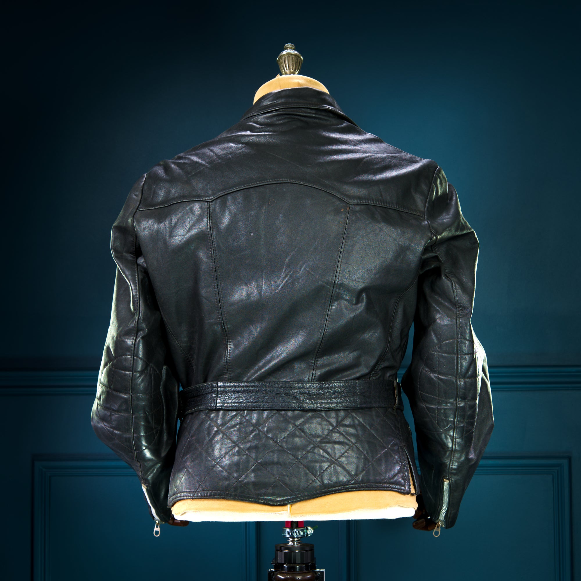 Vintage 1950s German Horsehide Black Biker Aviator Moto Leather Jacket “M”