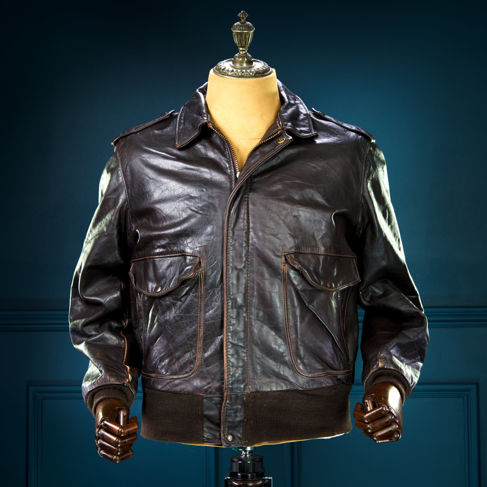 Vintage 80s Schott 184SM A2 Flight Aviator Brown Bomber Leather Jacket “L”