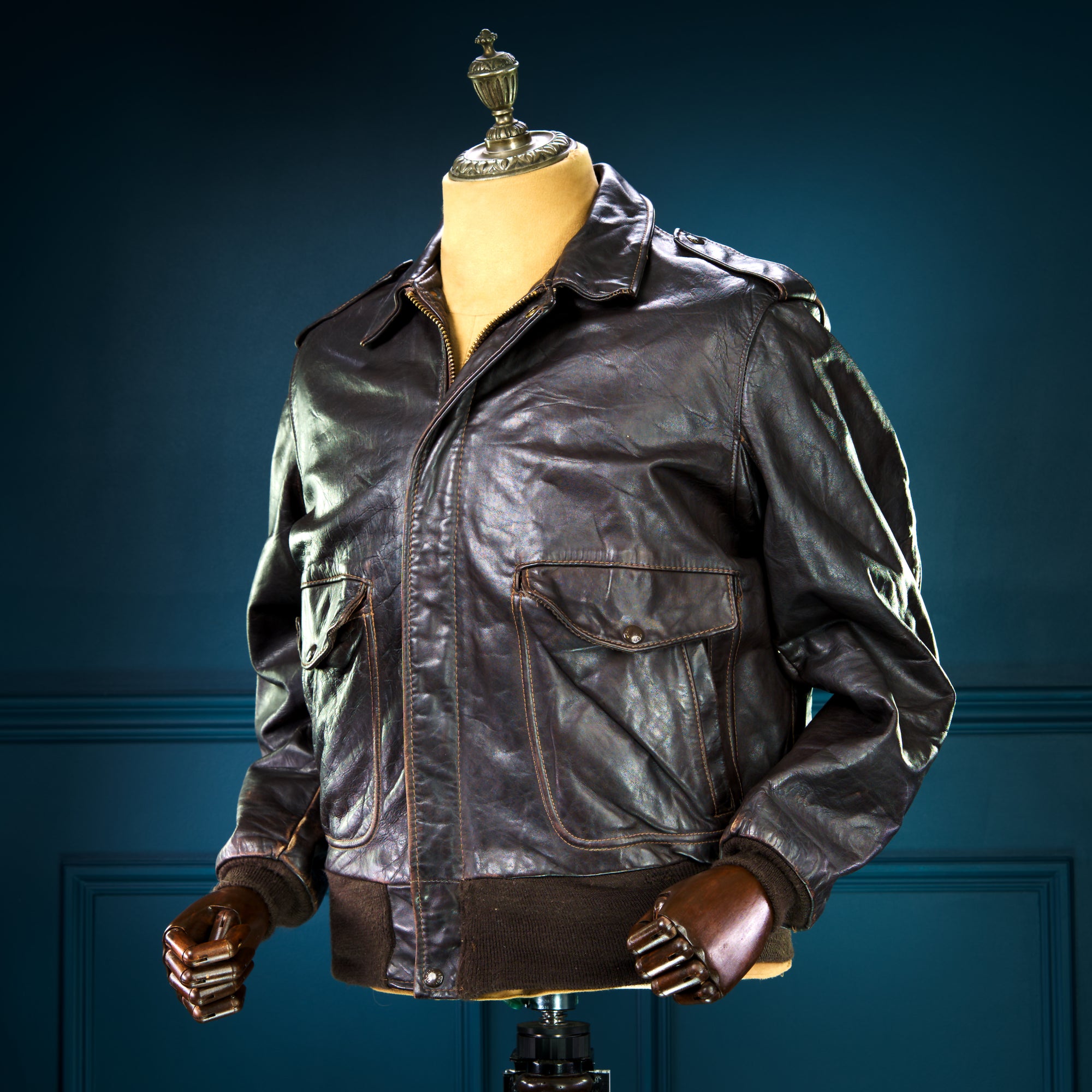 Vintage 80s Schott 184SM A2 Flight Aviator Brown Bomber Leather Jacket “L”