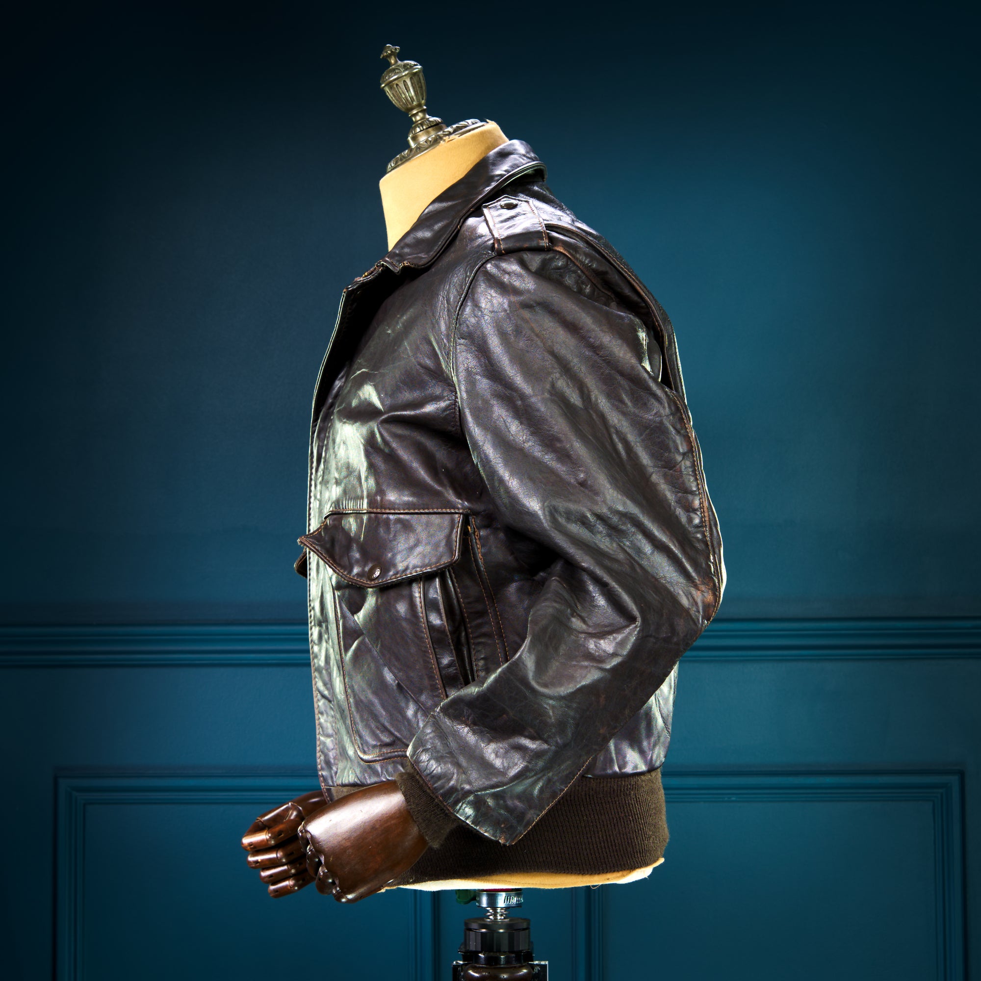 Vintage 80s Schott 184SM A2 Flight Aviator Brown Bomber Leather Jacket “L”