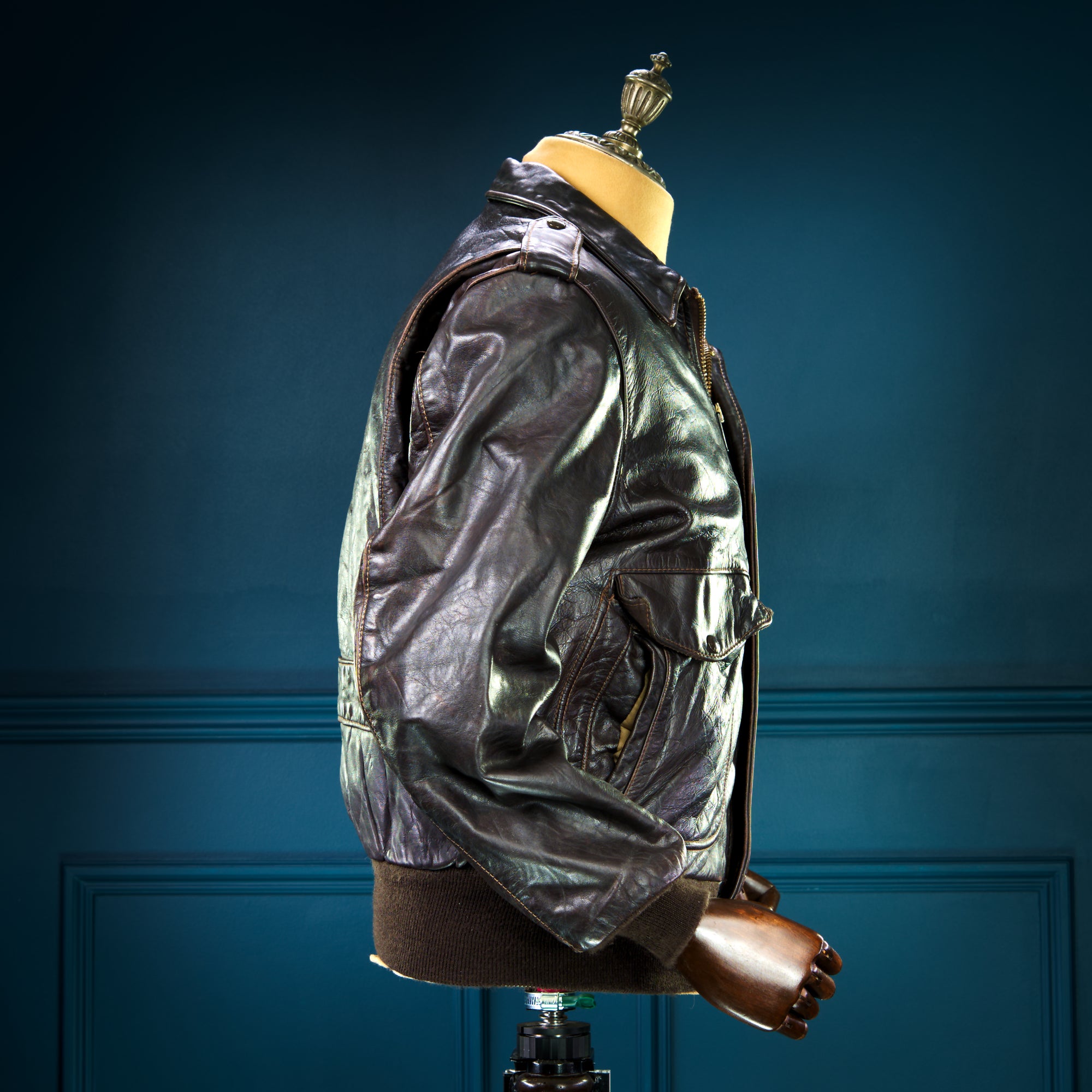 Vintage 80s Schott 184SM A2 Flight Aviator Brown Bomber Leather Jacket “L”