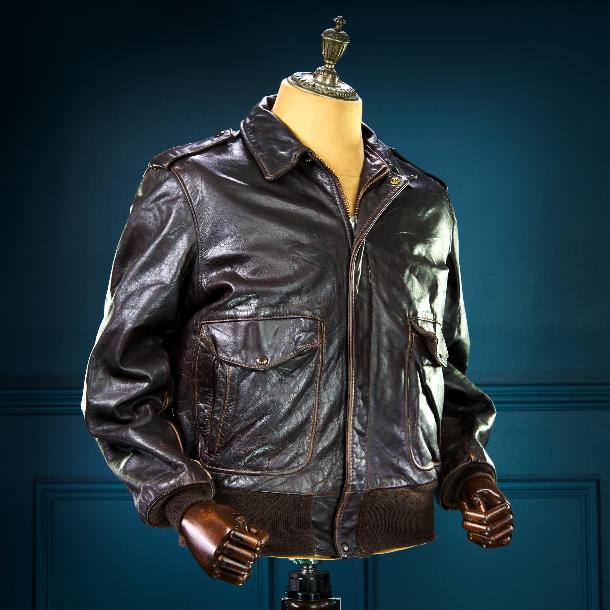 Vintage 80s Schott 184SM A2 Flight Aviator Brown Bomber Leather Jacket “L”