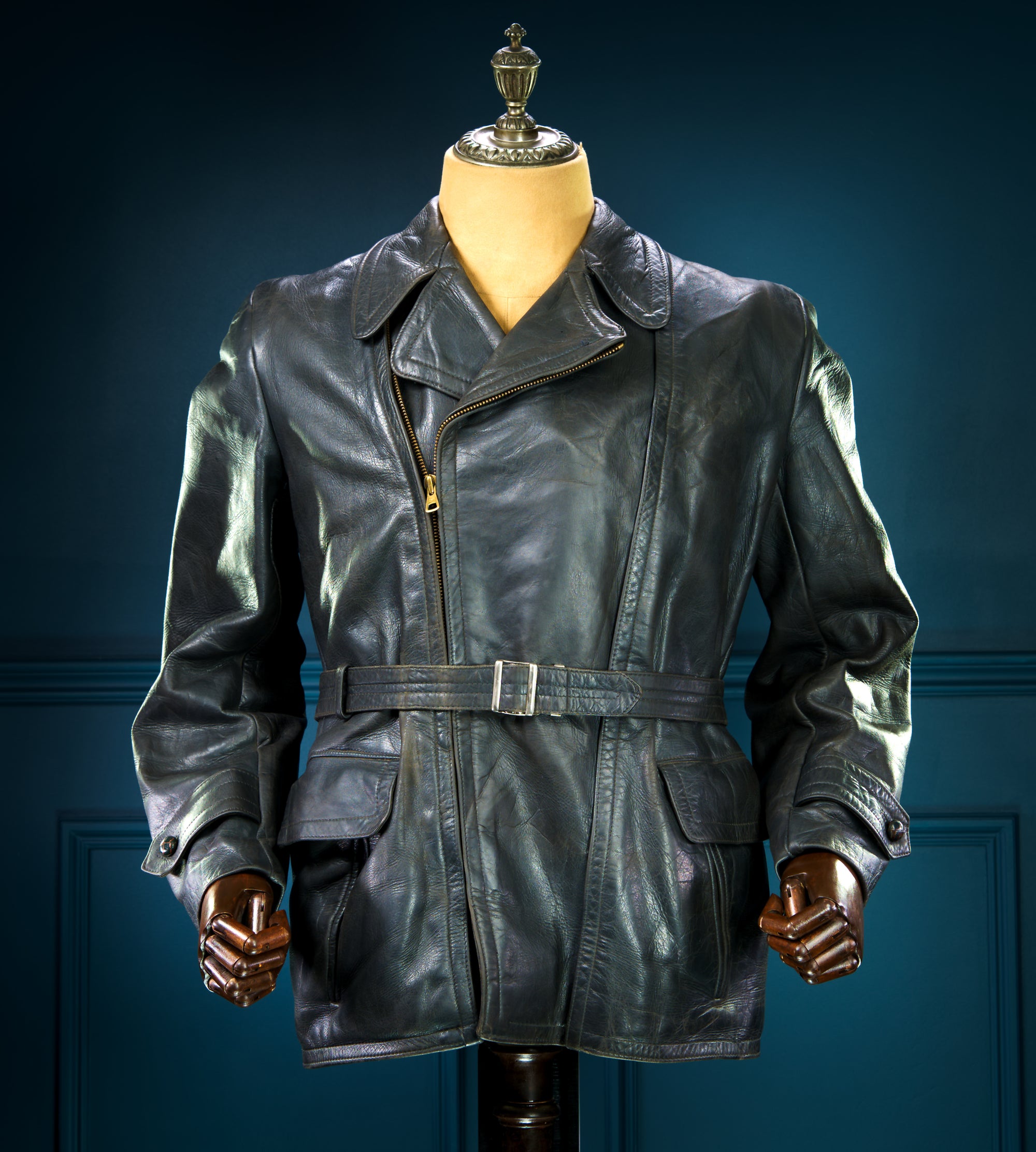 Vintage 1940s WW2 German Horsehide Biker Motorcycle Dispatch Leather Jacket “M”