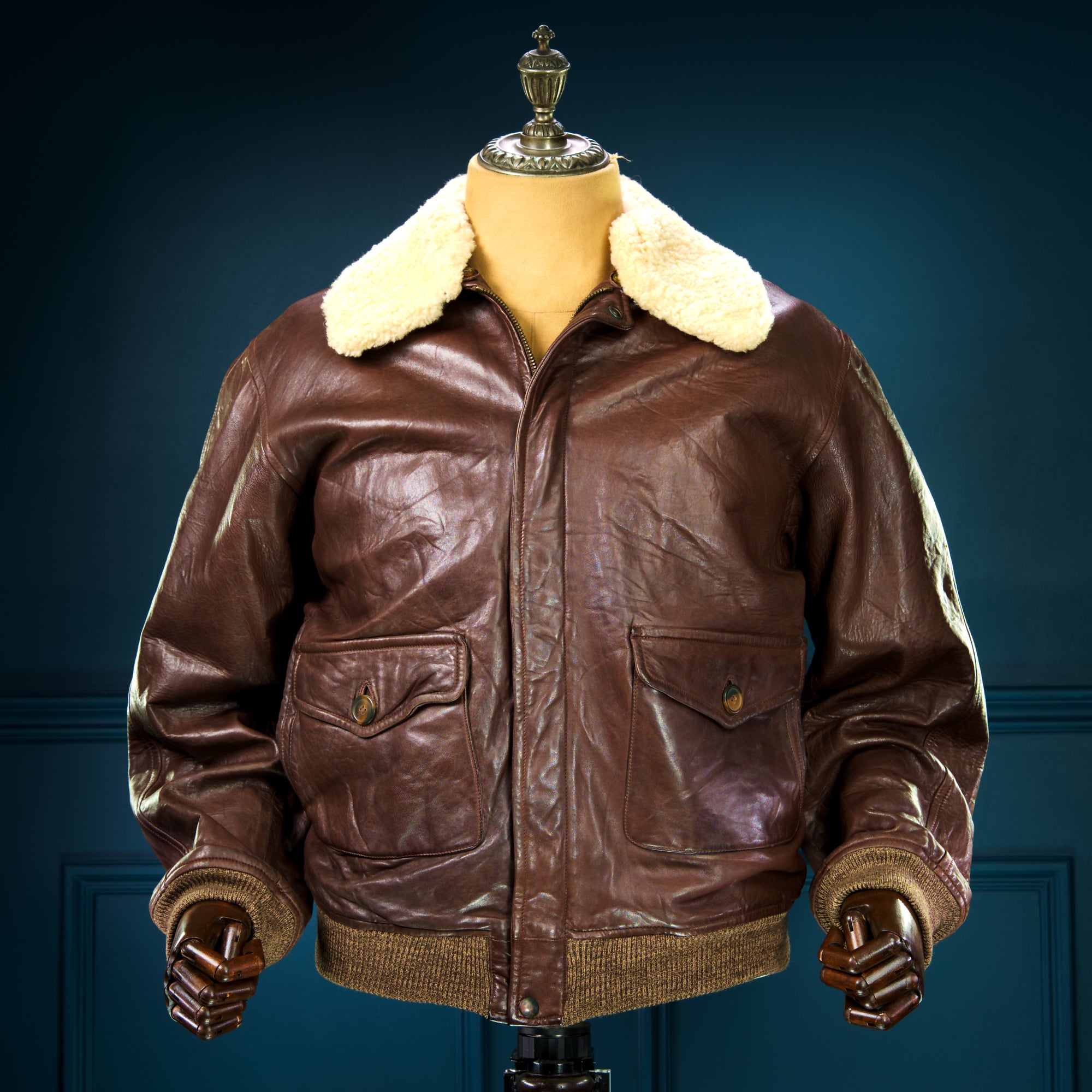 Vintage 70s Etro Luxury Italian Lambskin G1 Flight Bomber Leather Jacket ”L”