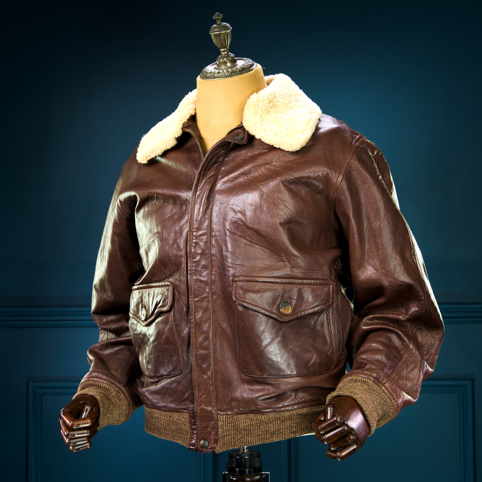 Vintage 70s Etro Luxury Italian Lambskin G1 Flight Bomber Leather Jacket ”L”