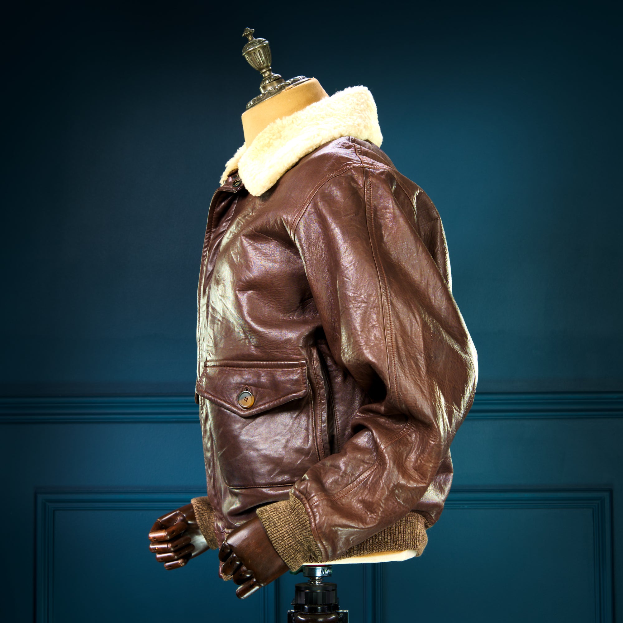 Vintage 70s Etro Luxury Italian Lambskin G1 Flight Bomber Leather Jacket ”L”