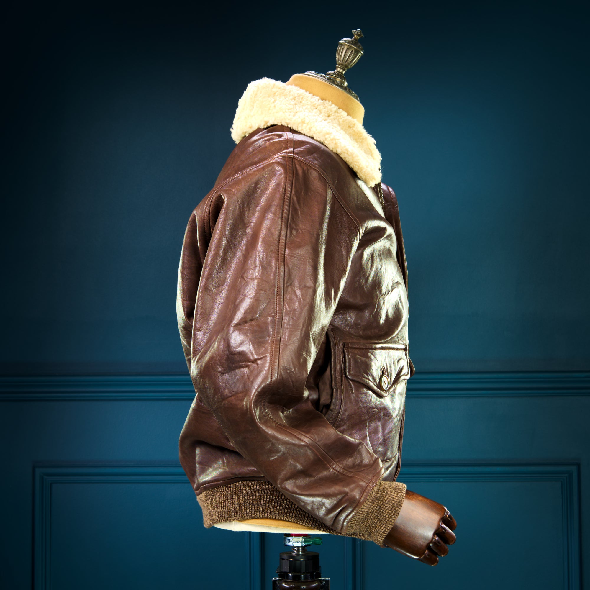 Vintage 70s Etro Luxury Italian Lambskin G1 Flight Bomber Leather Jacket ”L”