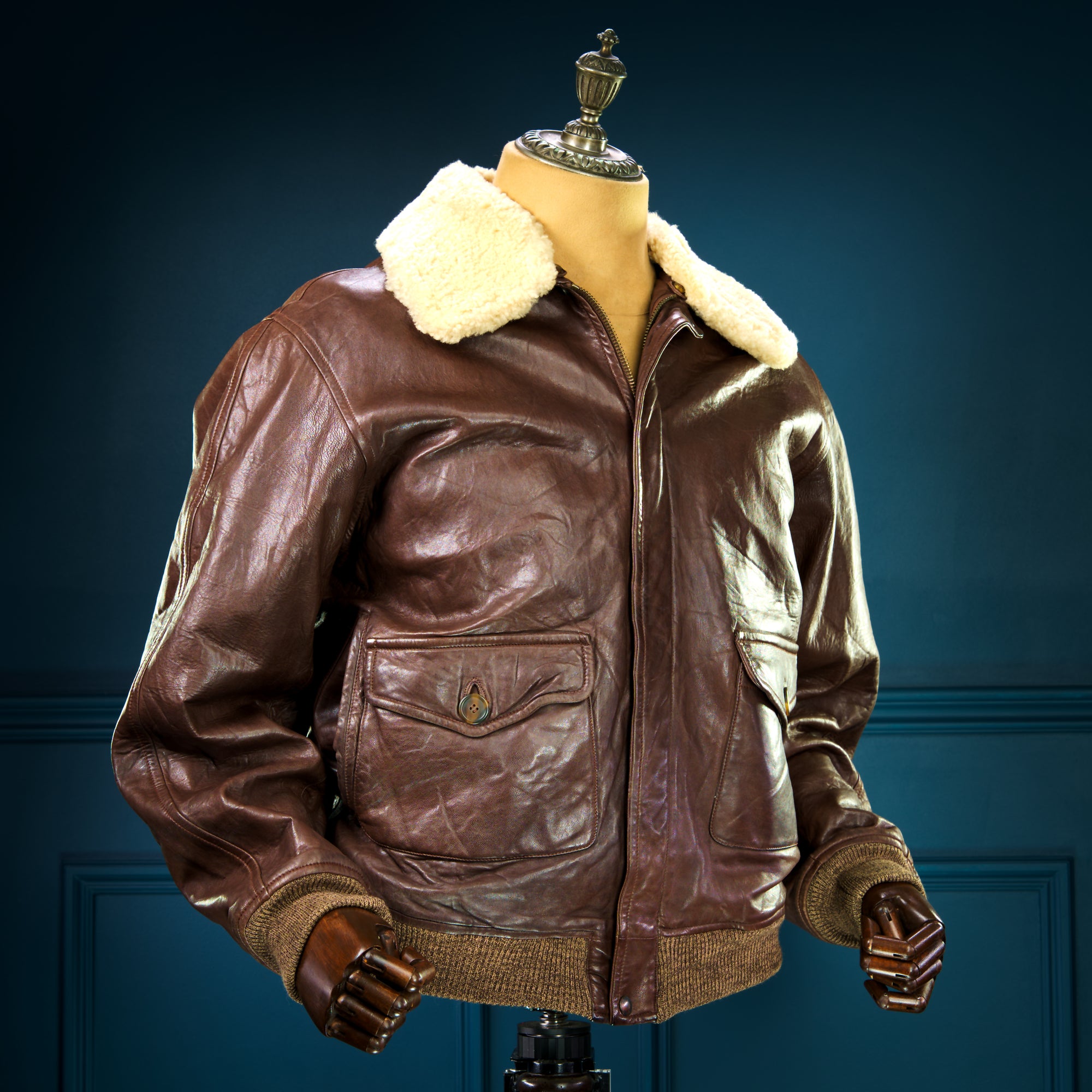 Vintage 70s Etro Luxury Italian Lambskin G1 Flight Bomber Leather Jacket ”L”