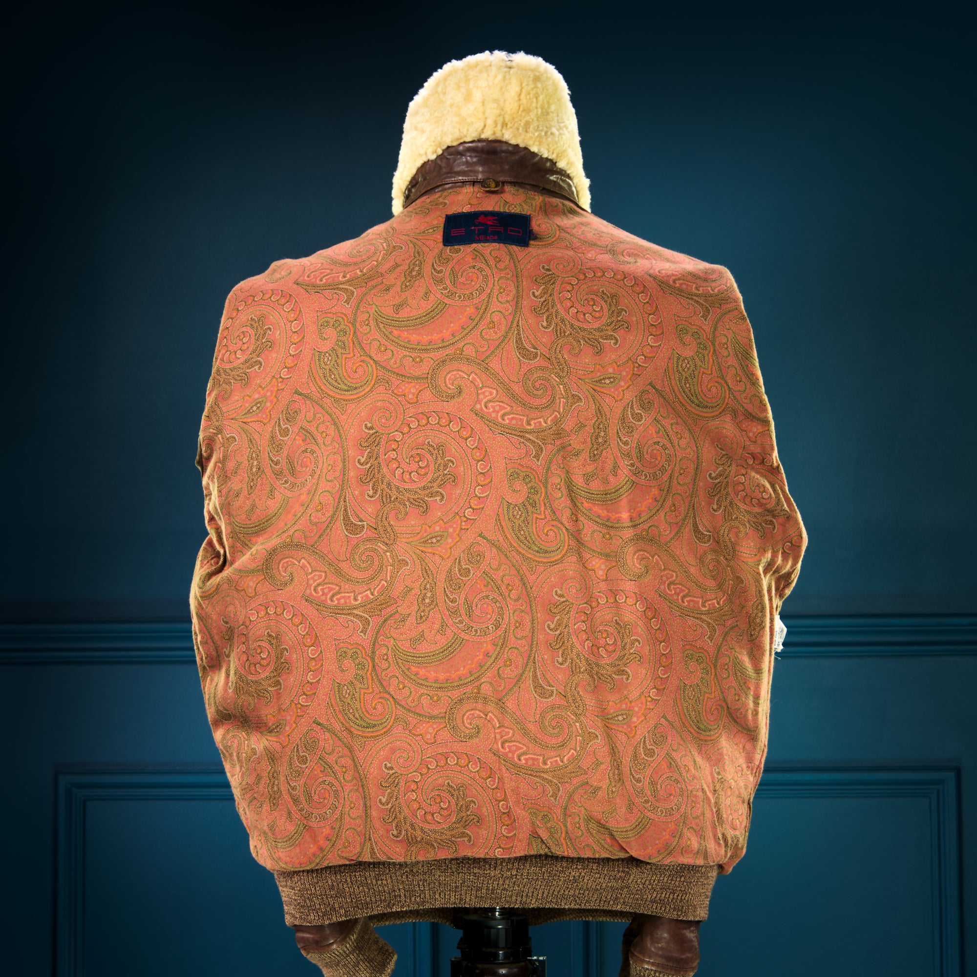 Vintage 70s Etro Luxury Italian Lambskin G1 Flight Bomber Leather Jacket ”L”