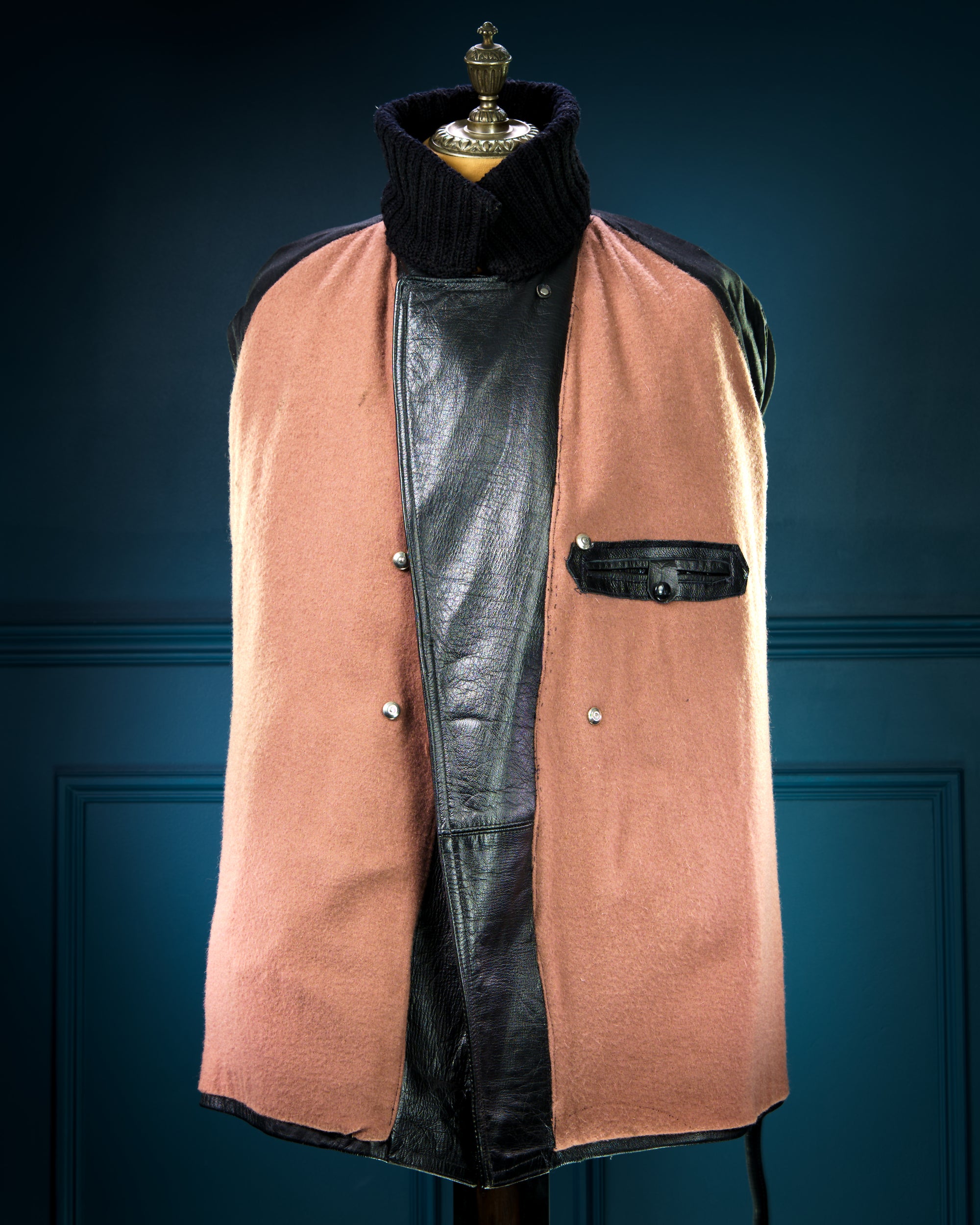 Vintage 1950s Italian Police Belted Biker Patrol Leather Motoring Coat “L”