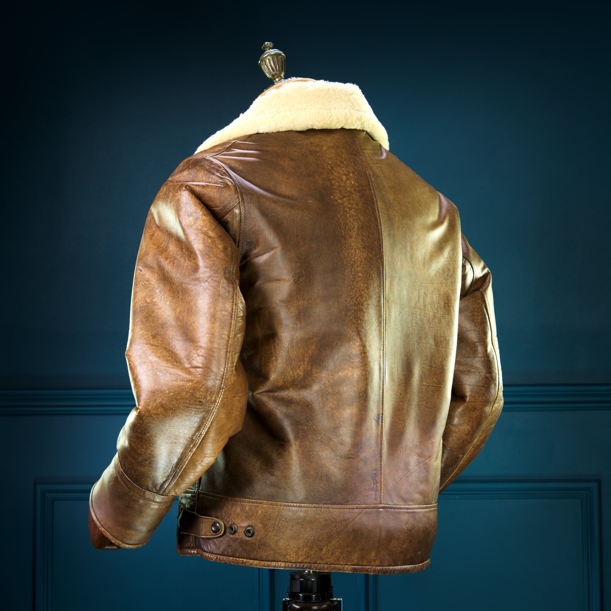 Vintage 80s Sheepskin Fur Flight Aviator Bomber Leather Jacket Coat “M"