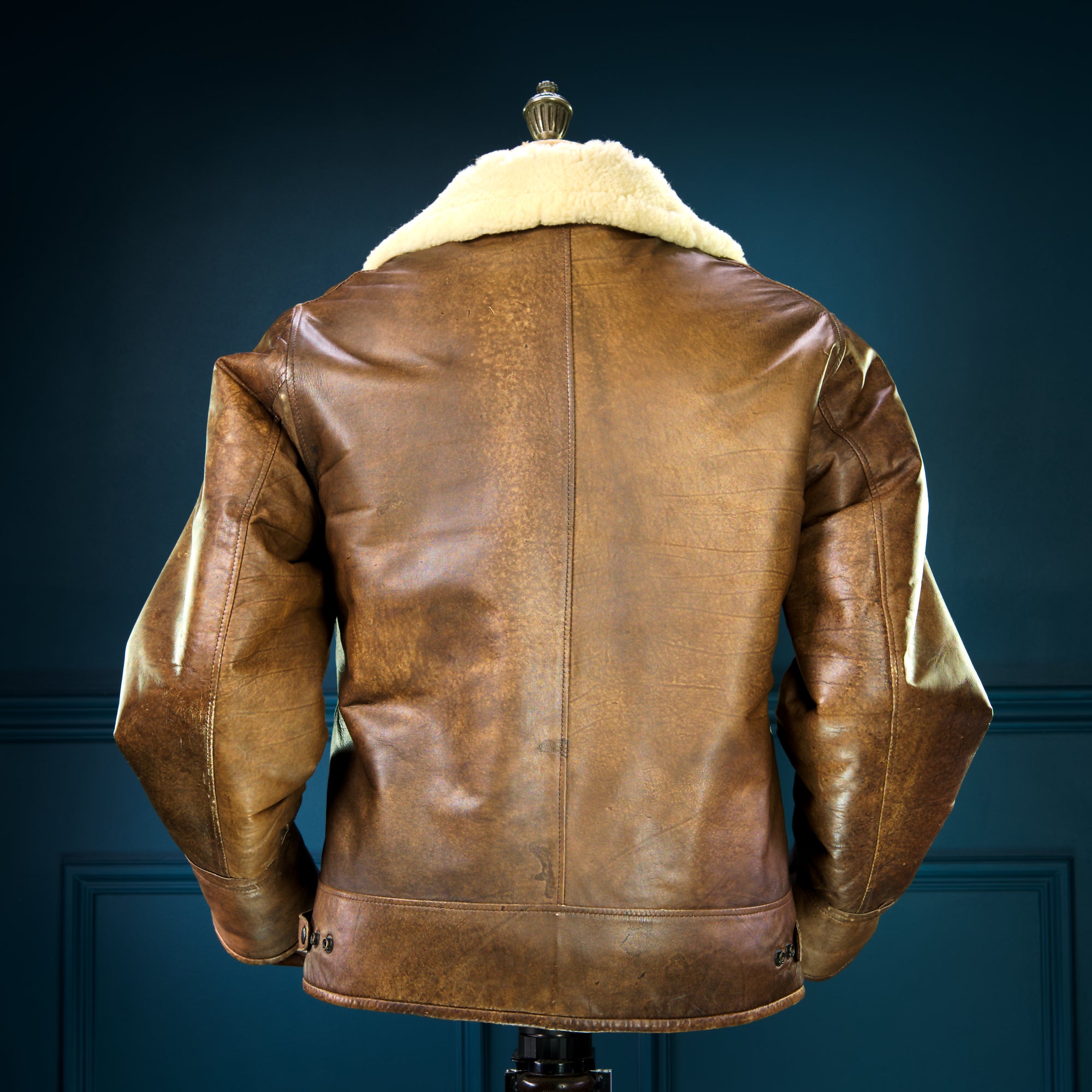 Vintage 80s Sheepskin Fur Flight Aviator Bomber Leather Jacket Coat “M"