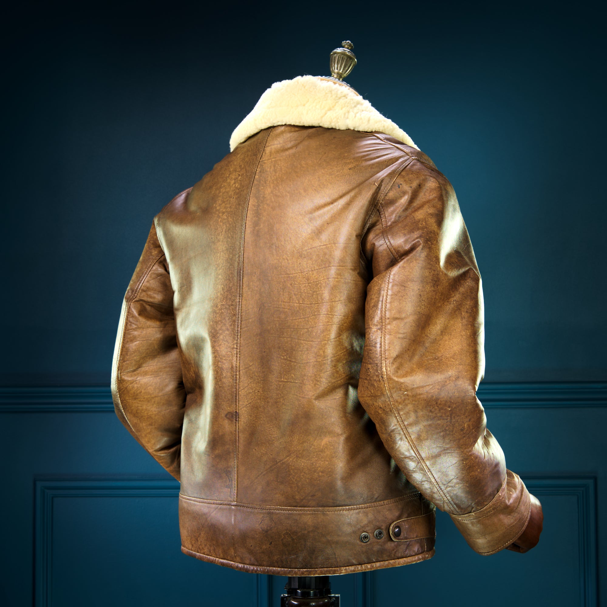 Vintage 80s Sheepskin Fur Flight Aviator Bomber Leather Jacket Coat “M"