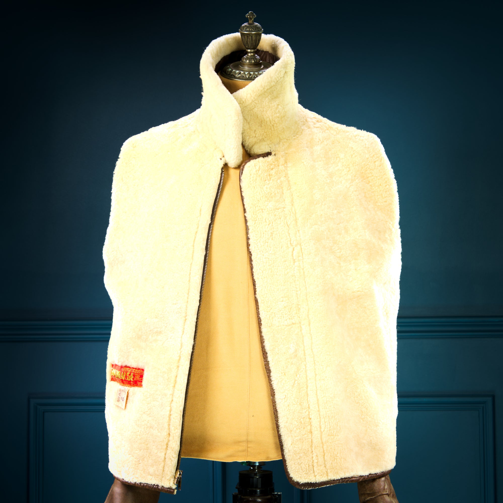 Vintage 80s Sheepskin Fur Flight Aviator Bomber Leather Jacket Coat “M"