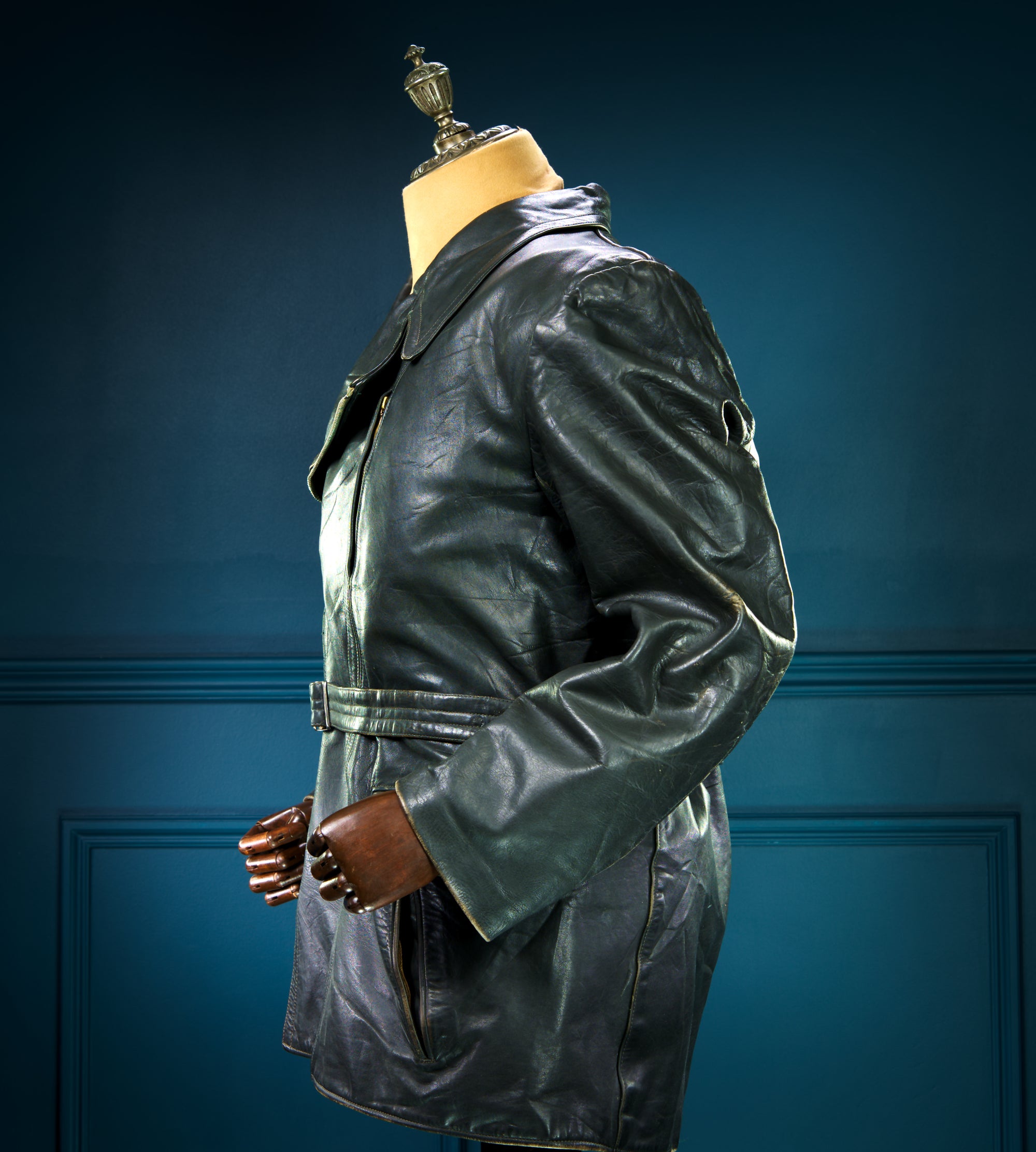 Vintage 1940s WW2 German Horsehide Biker Motorcycle Dispatch Leather Jacket “M"