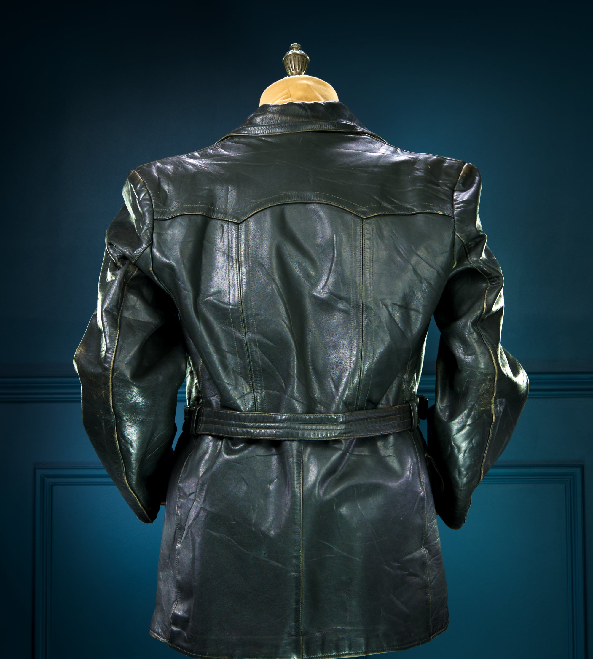 Vintage 1940s WW2 German Horsehide Biker Motorcycle Dispatch Leather Jacket “M"