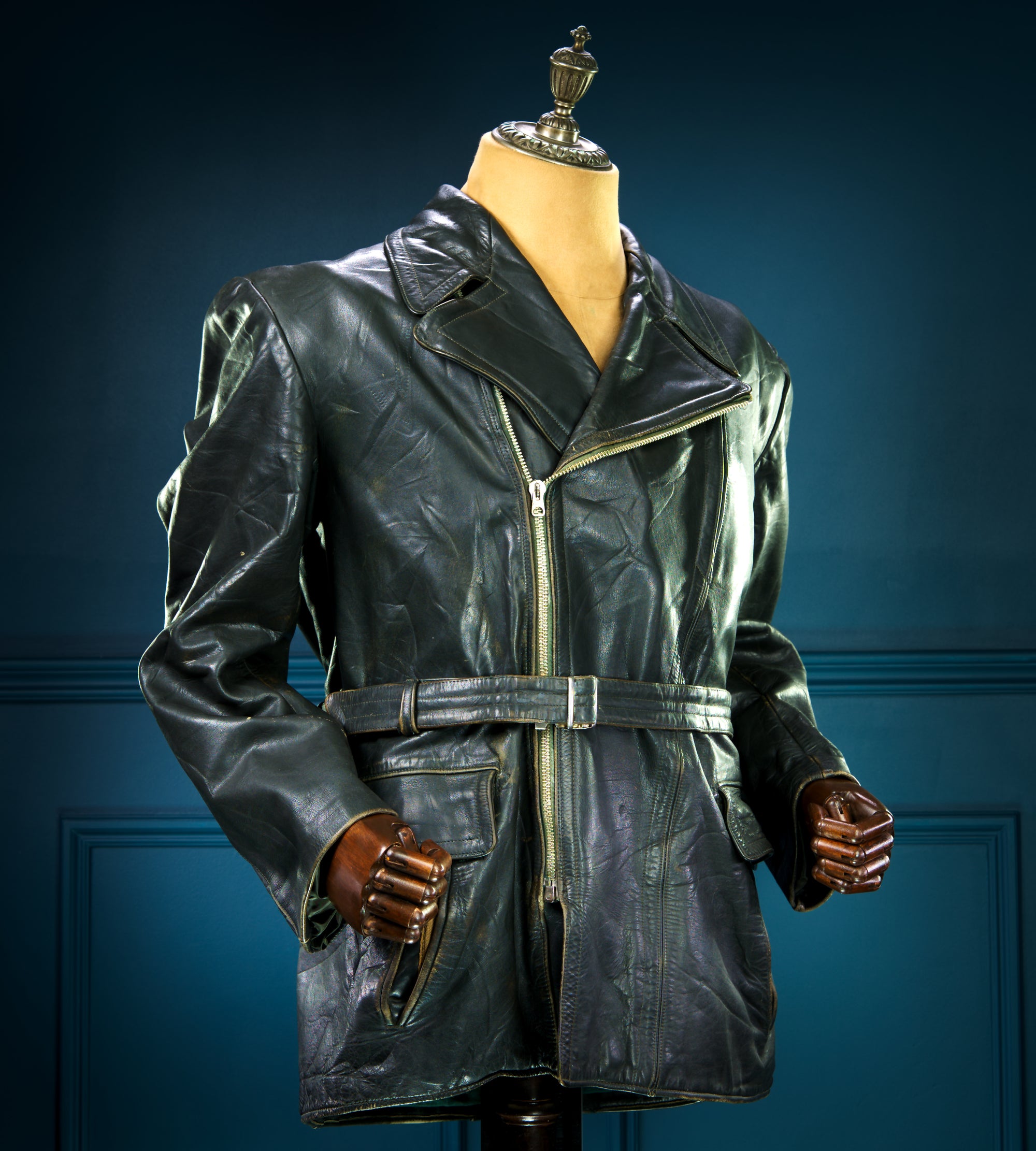 Vintage 1940s WW2 German Horsehide Biker Motorcycle Dispatch Leather Jacket “M"