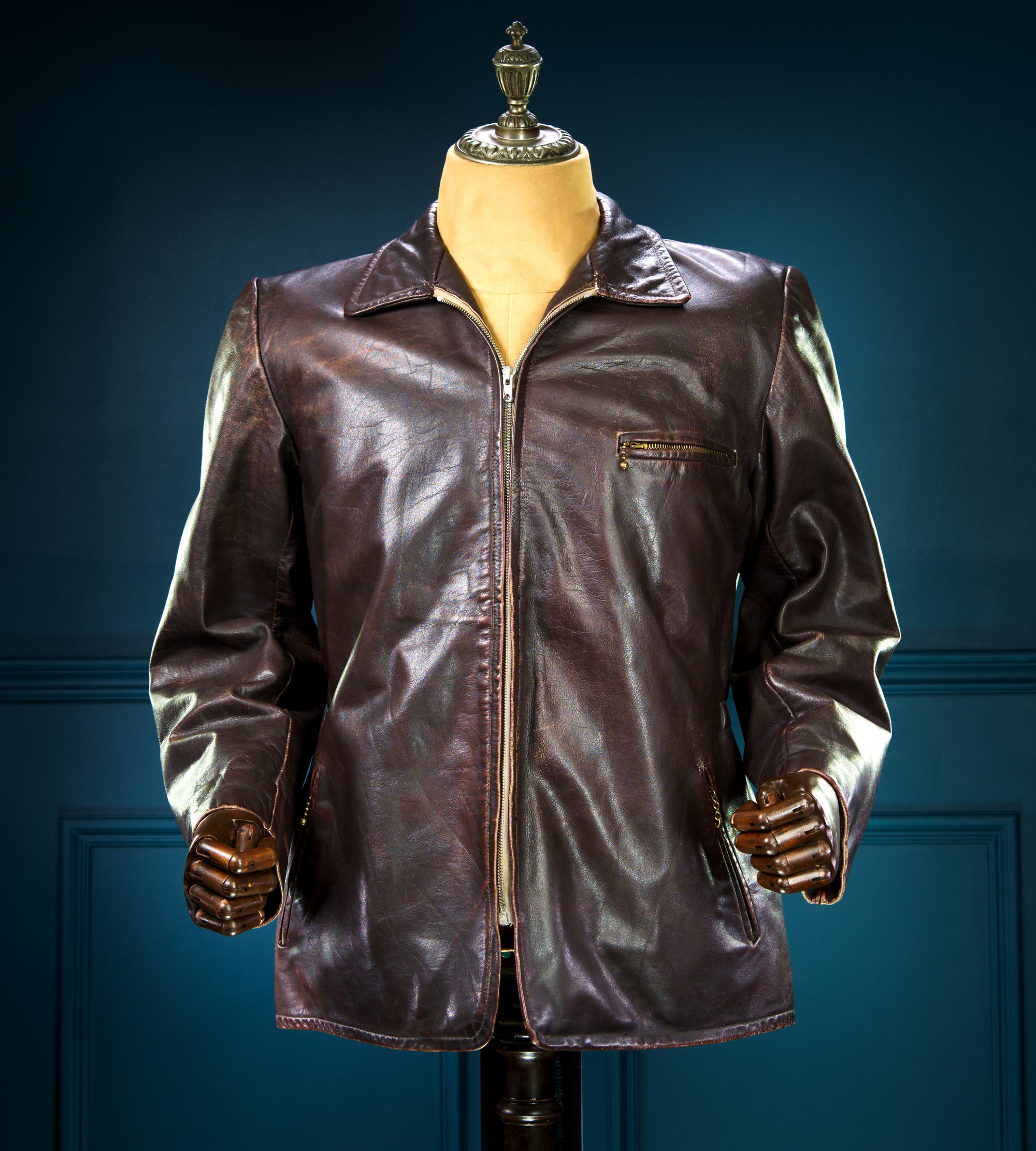 Vintage 1940s German Deerskin Cold War Biker Worker Rider Leather Jacket “M”