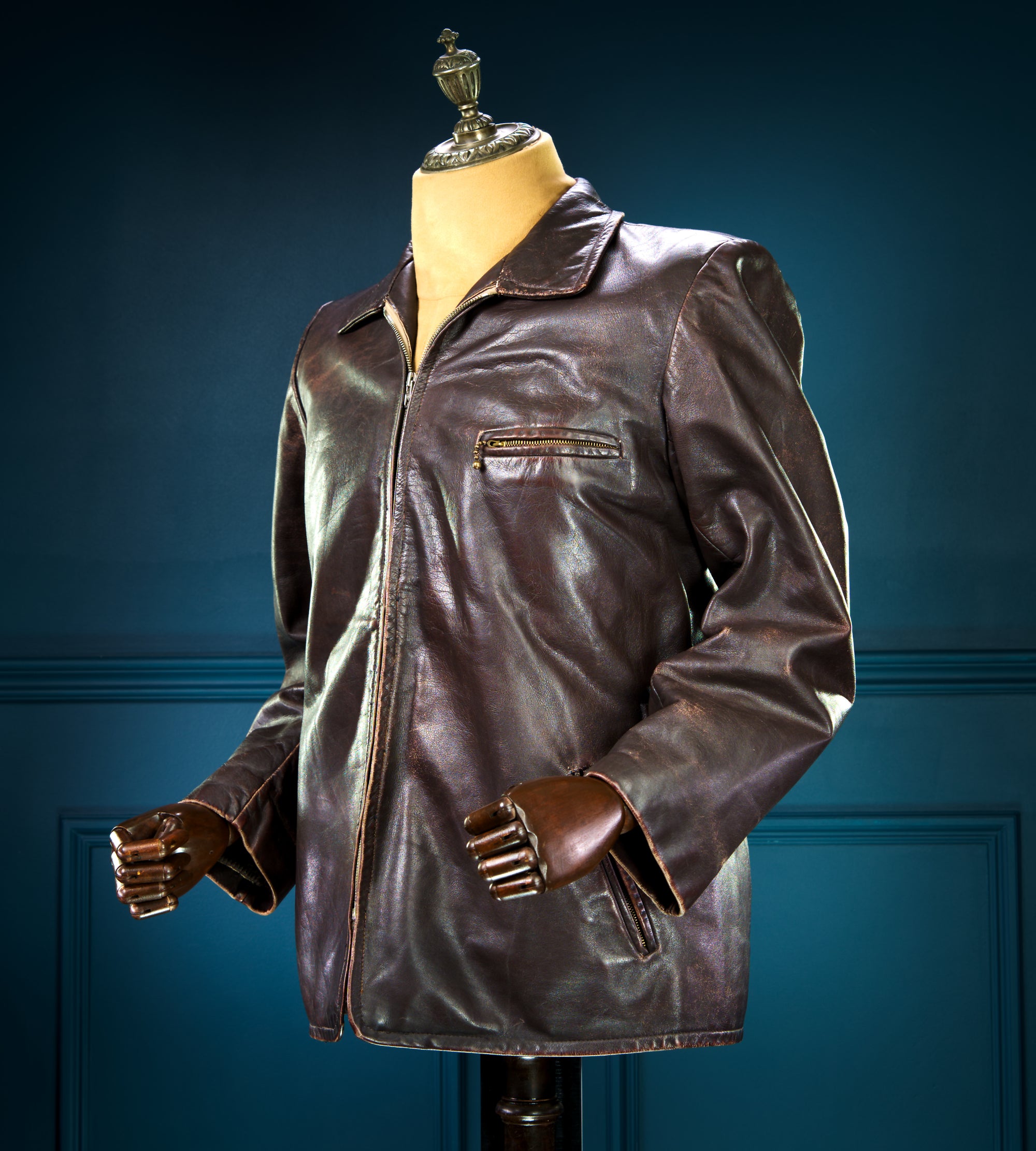 Vintage 1940s German Deerskin Cold War Biker Worker Rider Leather Jacket “M”