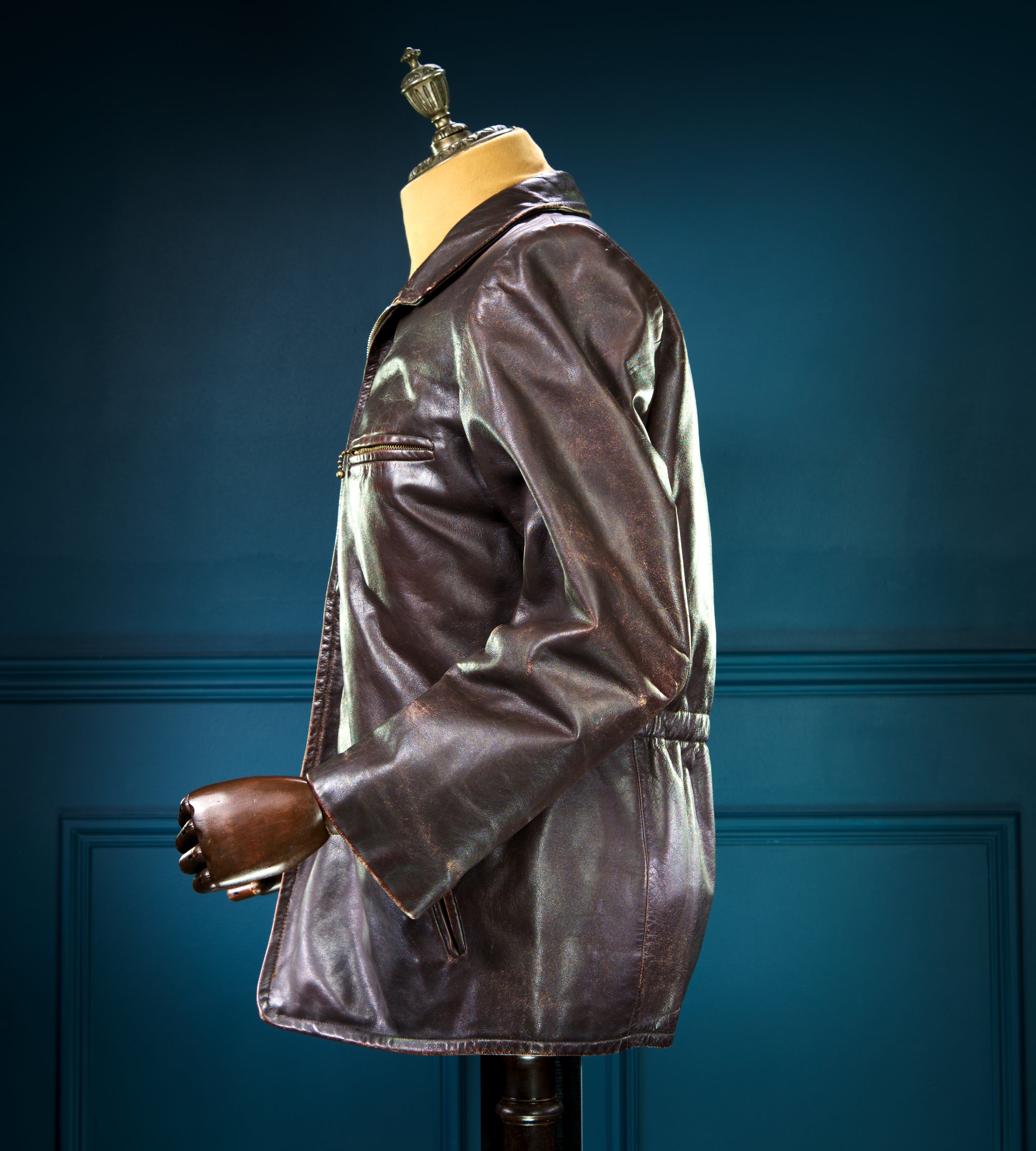 Vintage 1940s German Deerskin Cold War Biker Worker Rider Leather Jacket “M”