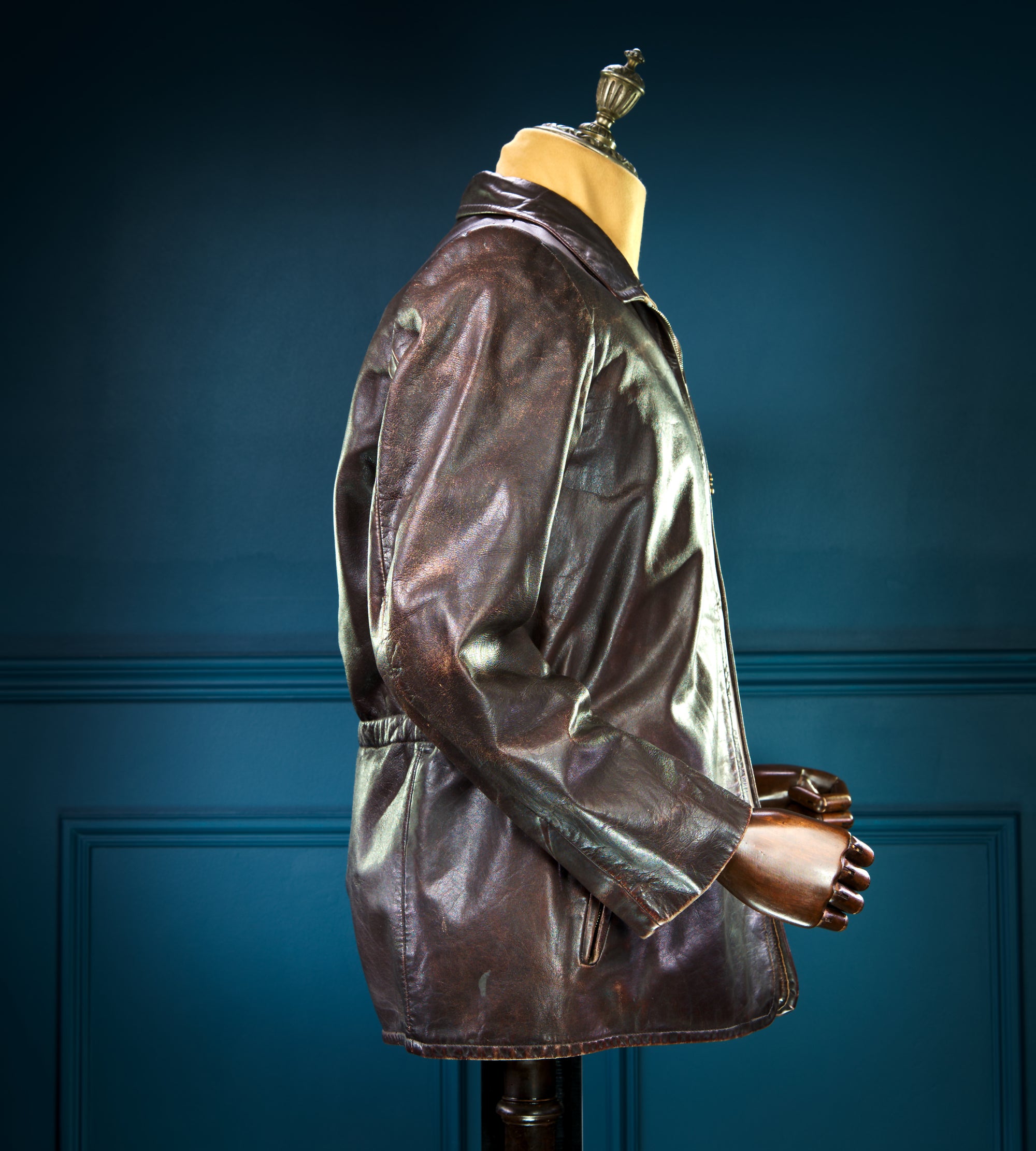 Vintage 1940s German Deerskin Cold War Biker Worker Rider Leather Jacket “M”