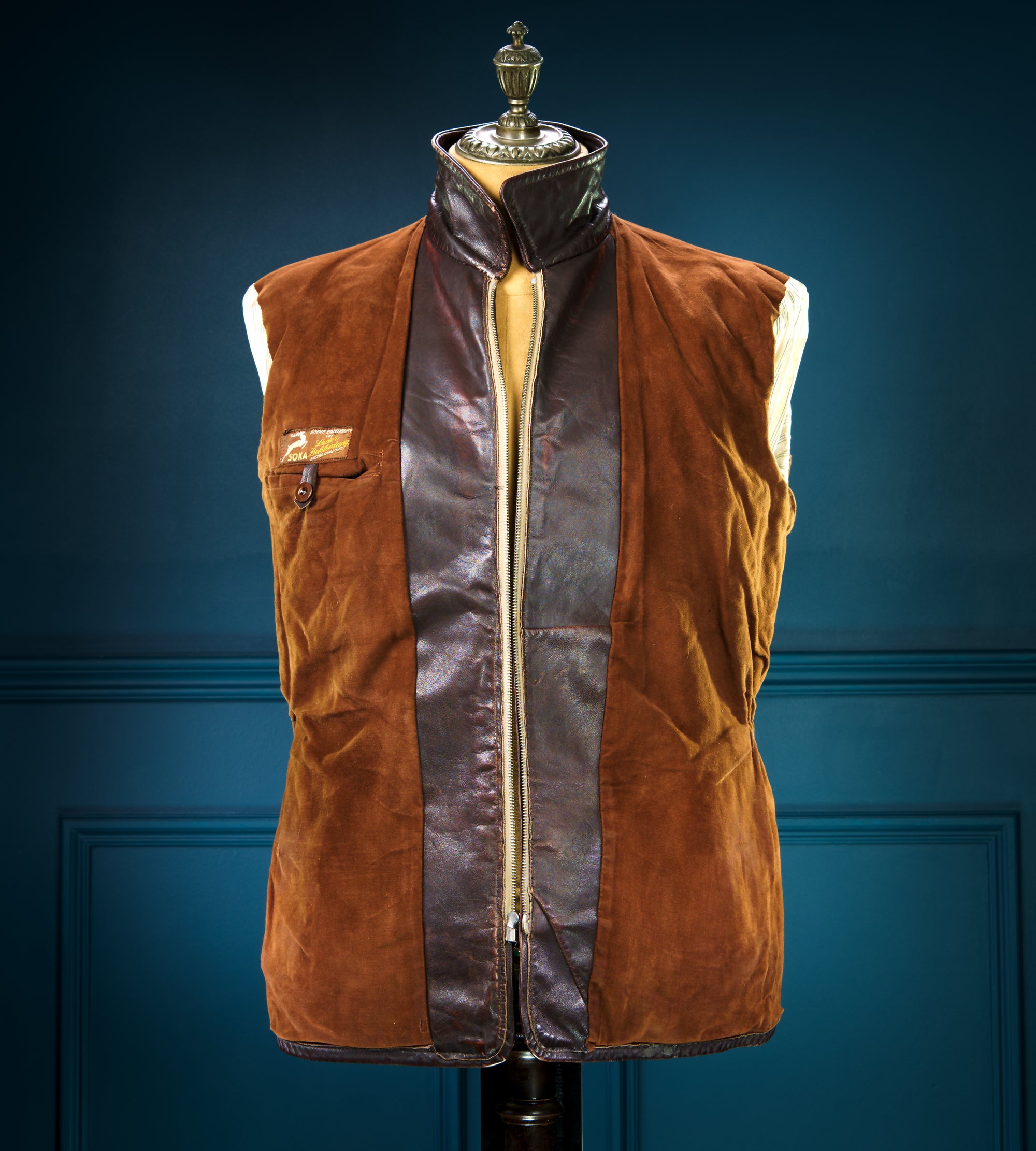 Vintage 1940s German Deerskin Cold War Biker Worker Rider Leather Jacket “M”