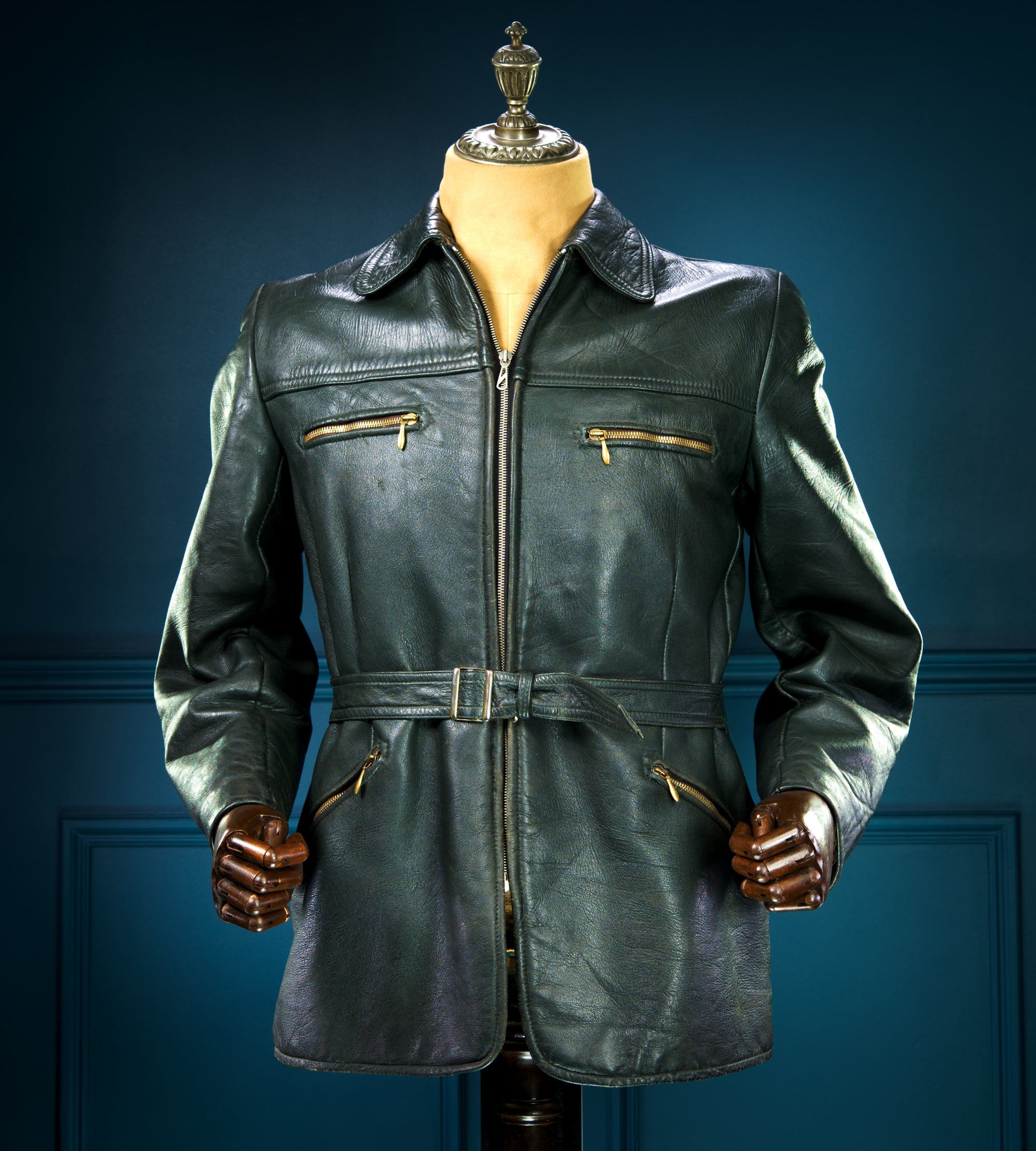 Vintage 1940s German Goatskin Cold War Biker Worker Rider Leather Jacket “M”