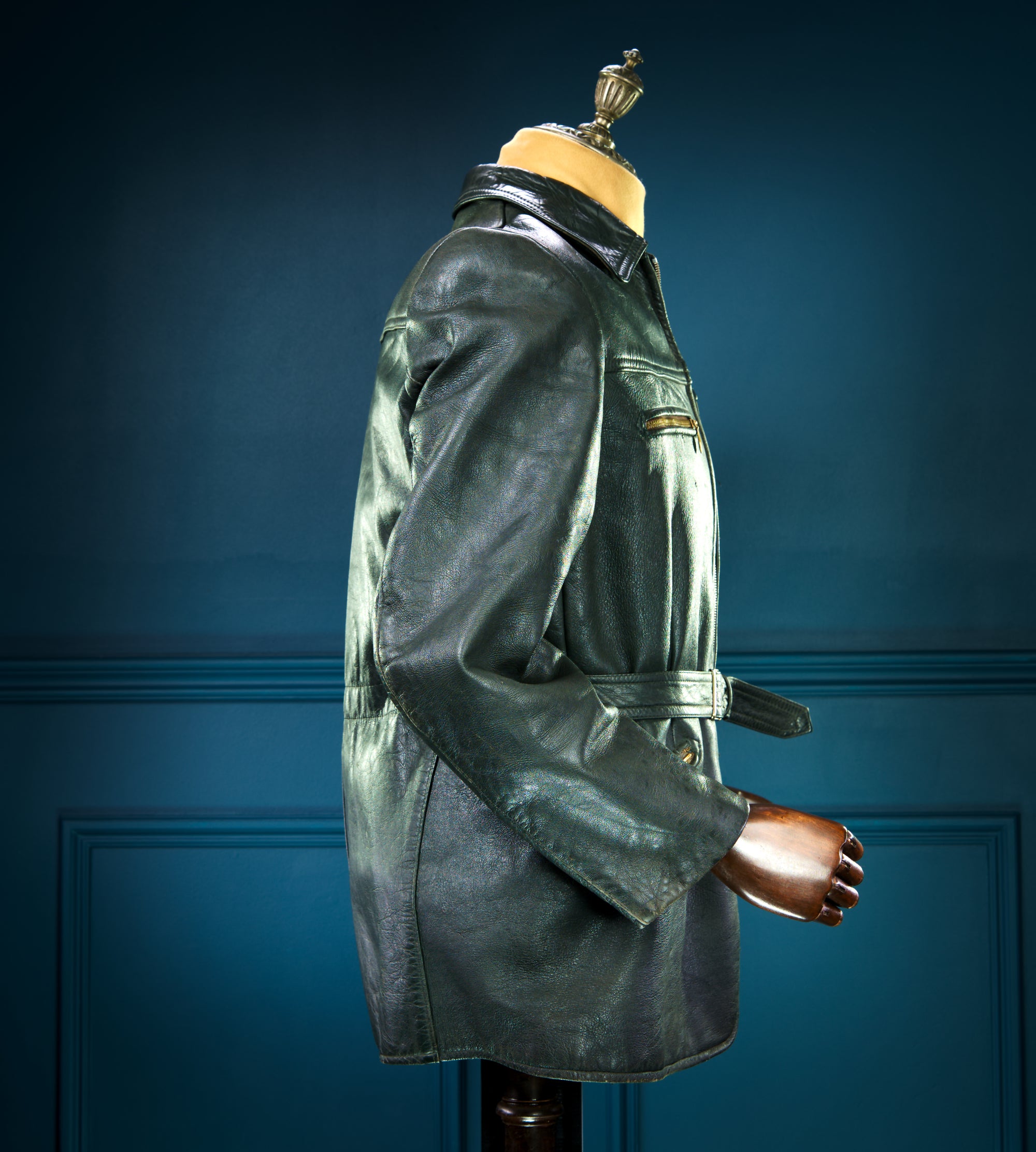 Vintage 1940s German Goatskin Cold War Biker Worker Rider Leather Jacket “M”