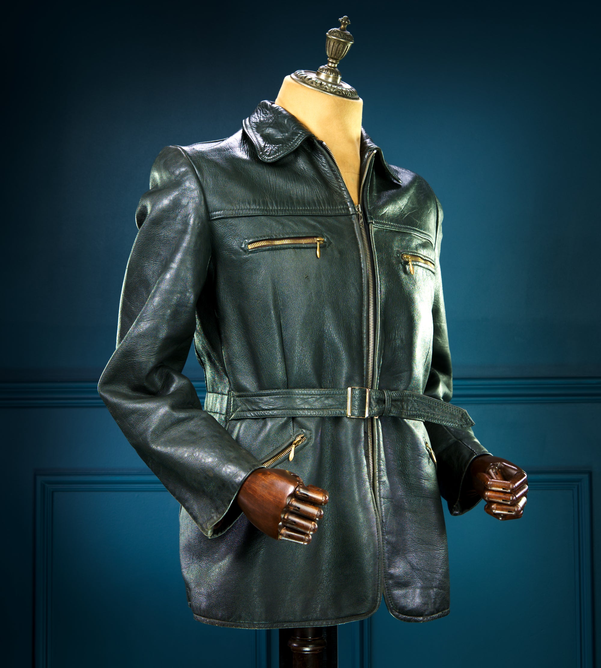 Vintage 1940s German Goatskin Cold War Biker Worker Rider Leather Jacket “M”