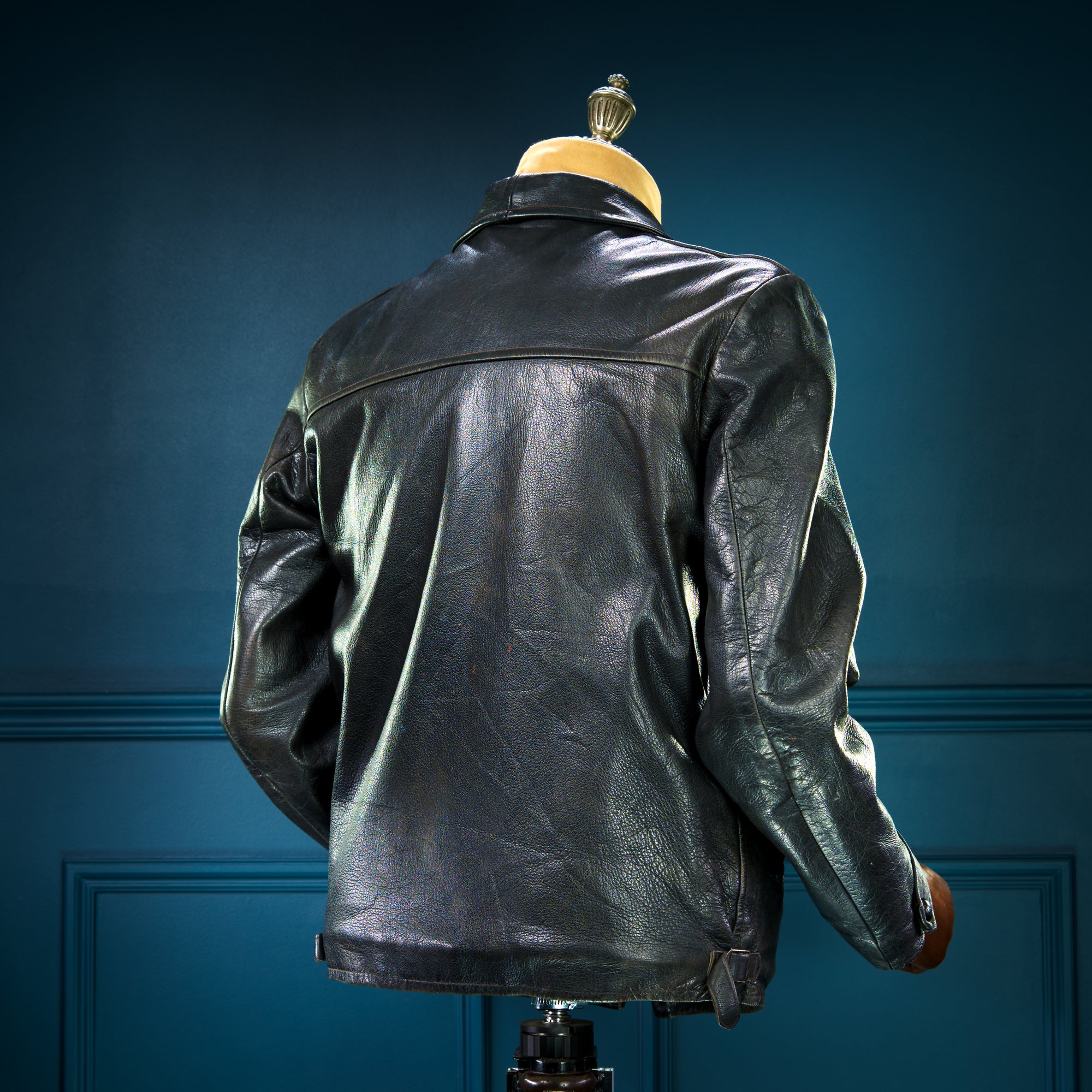 Vintage 1940s Dala Cold War Goatskin Biker Worker Highwayman Leather Jacket “M”