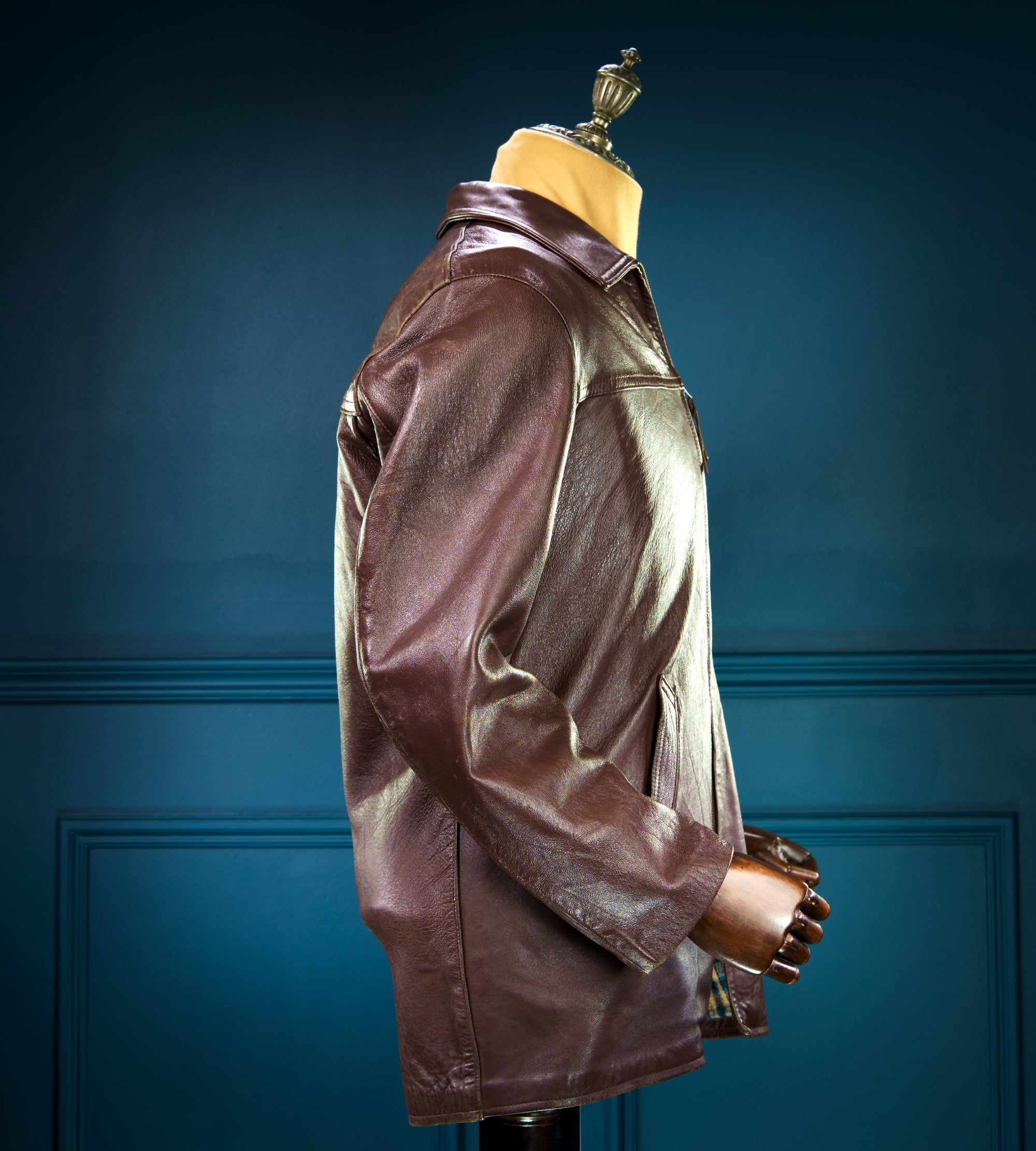 Vintage 1960s French Brown Lambskin Biker Worker Motorcyle Leather Jacket “M”