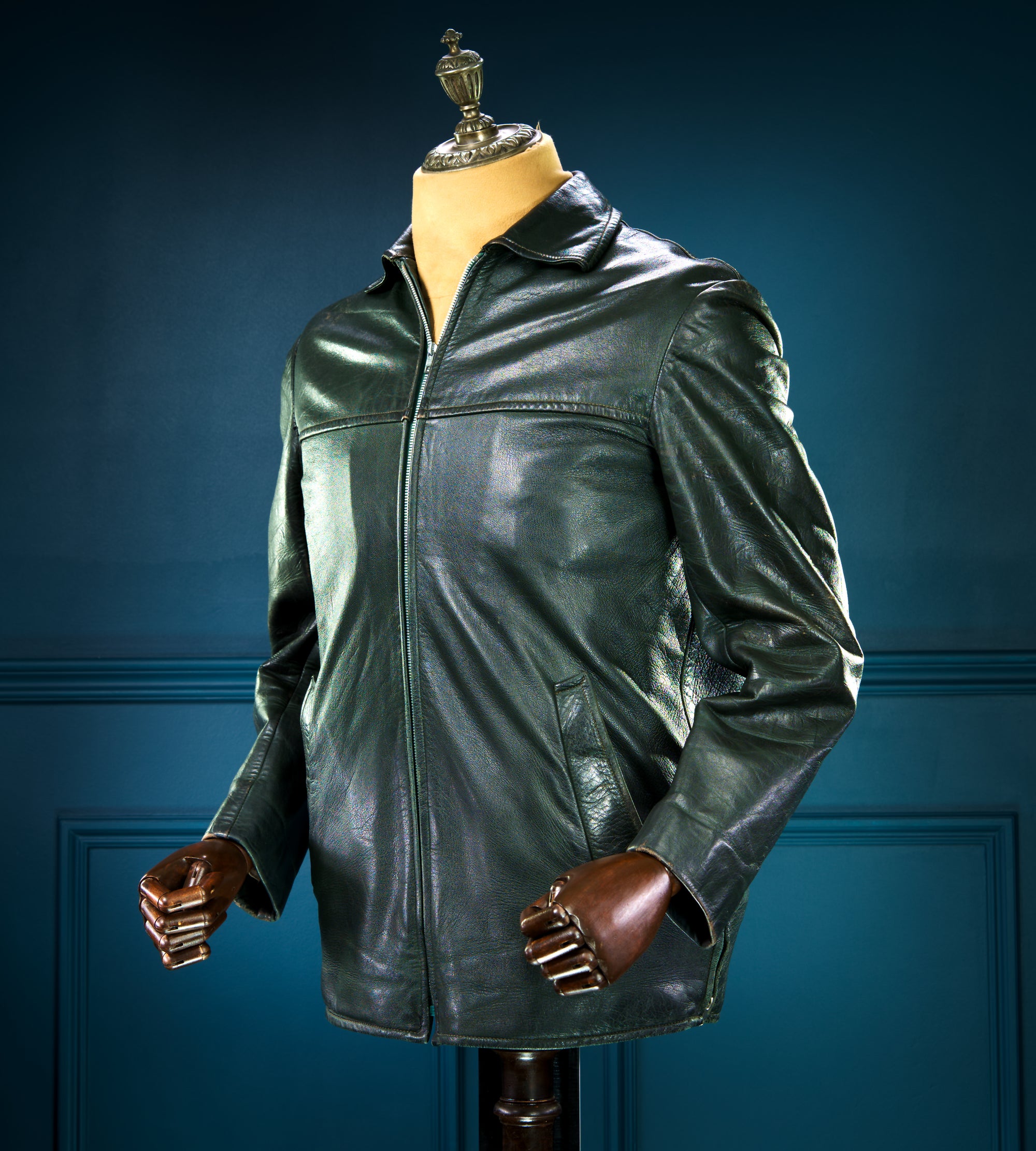 Vintage 1950s Cold War East German Biker Dispatch Worker Leather Jacket “M”