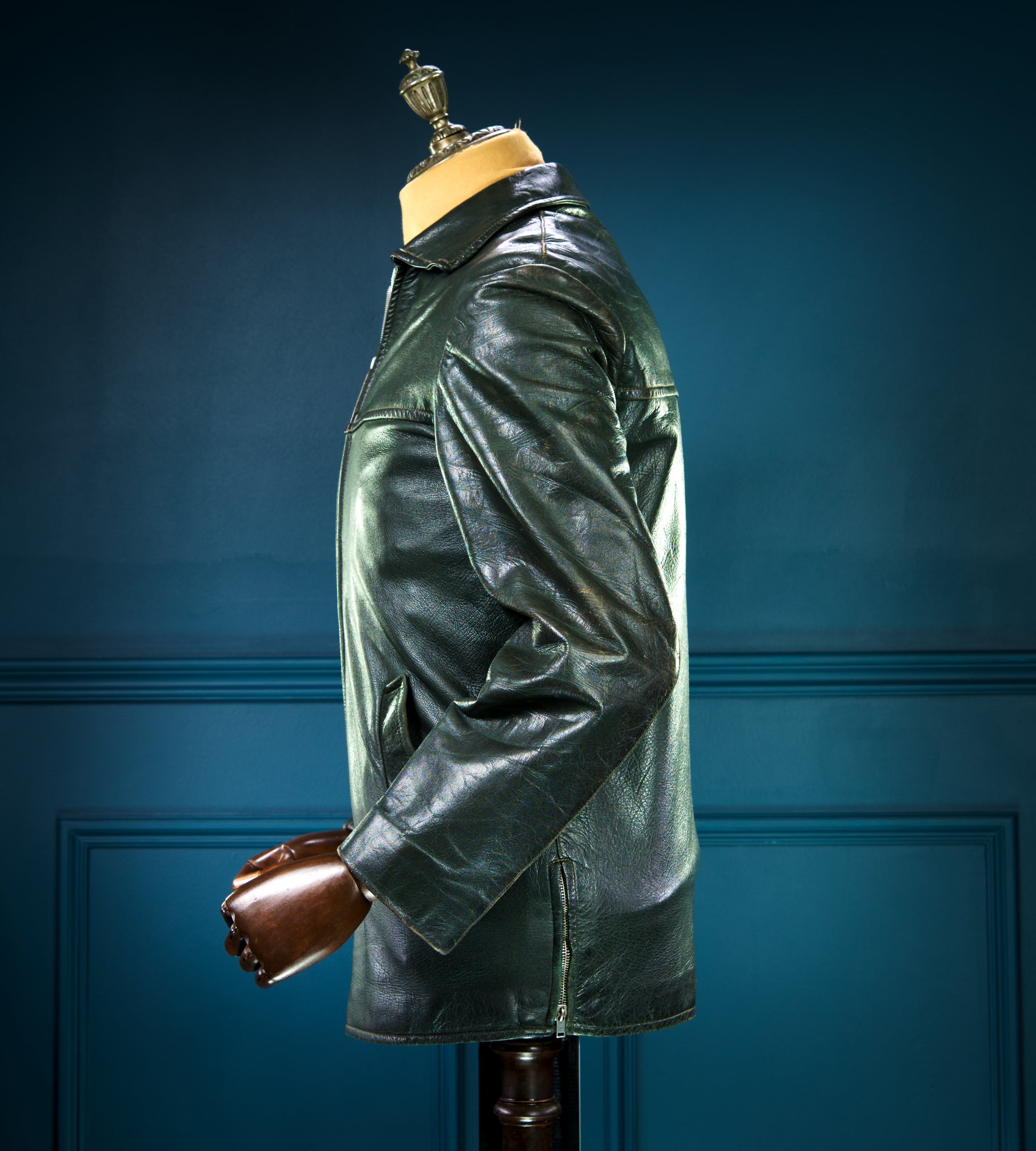 Vintage 1950s Cold War East German Biker Dispatch Worker Leather Jacket “M”