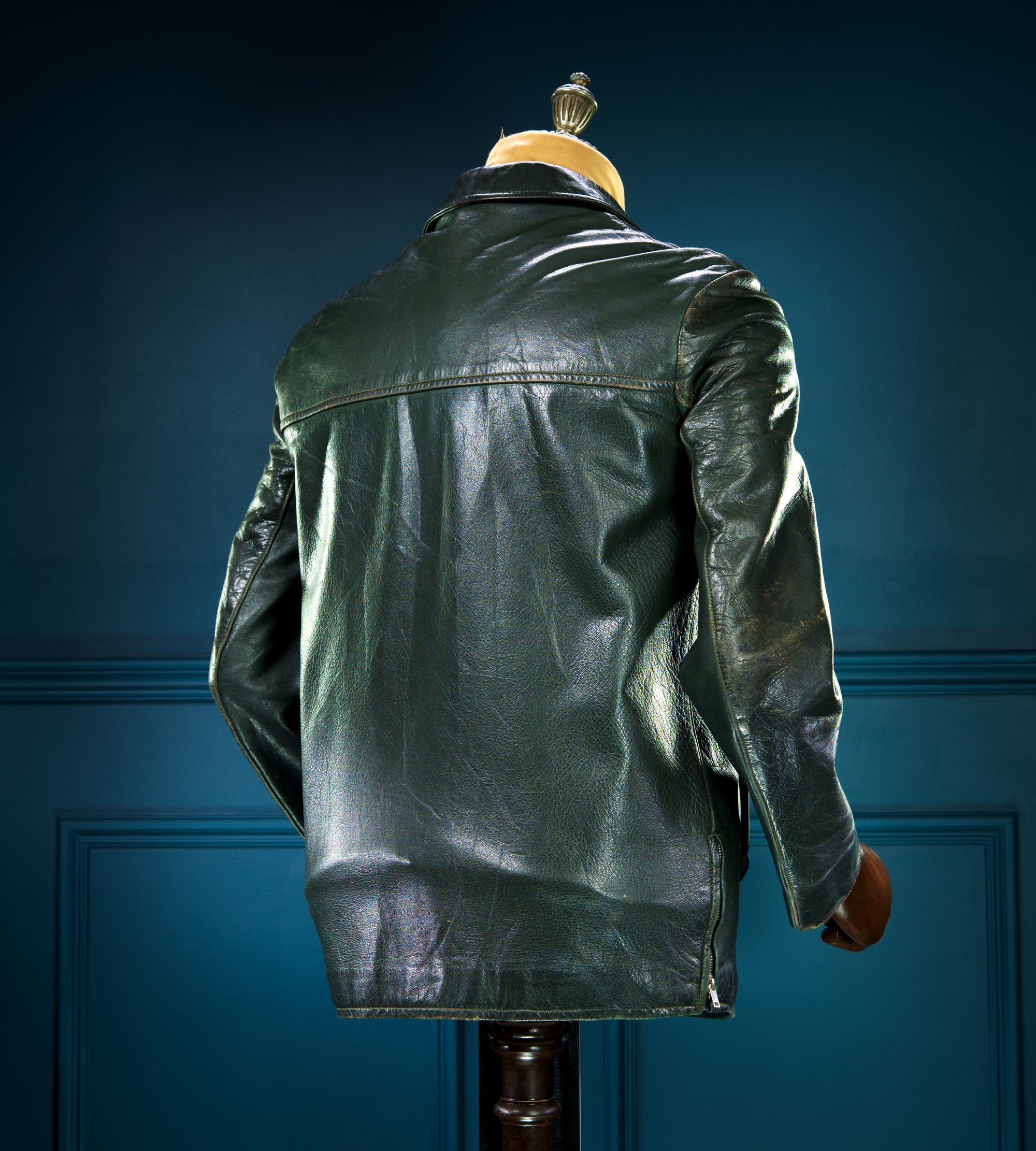 Vintage 1950s Cold War East German Biker Dispatch Worker Leather Jacket “M”