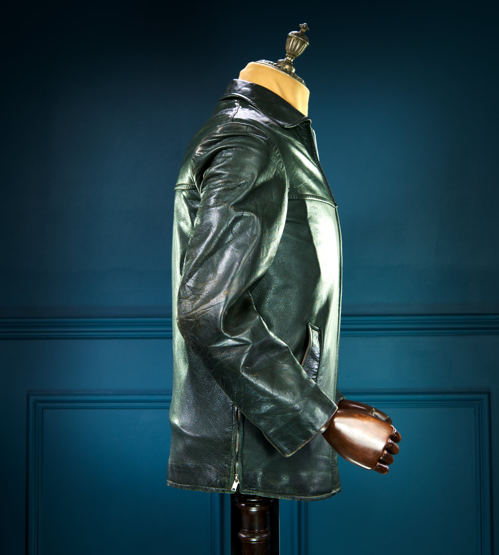 Vintage 1950s Cold War East German Biker Dispatch Worker Leather Jacket “M”