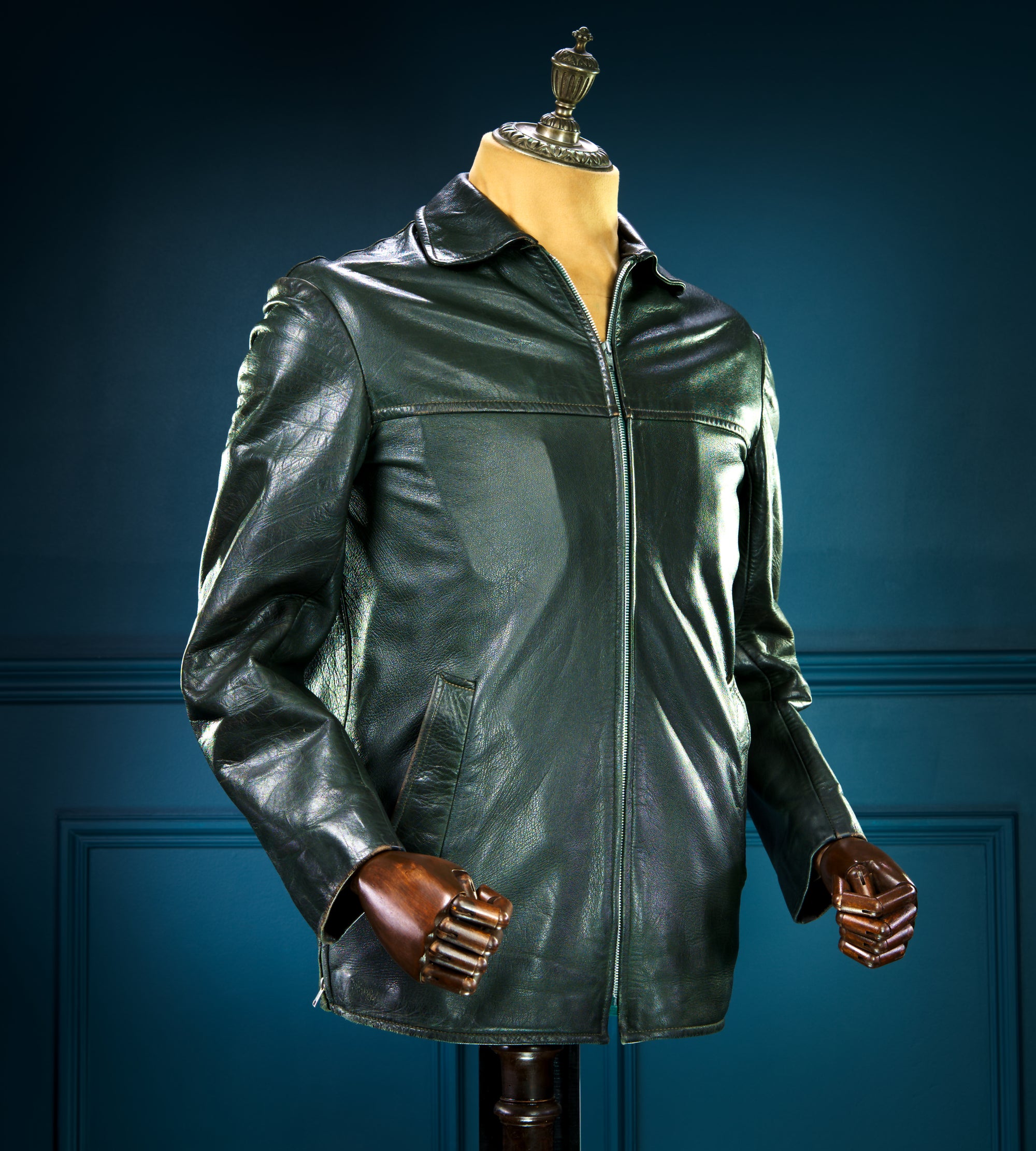 Vintage 1950s Cold War East German Biker Dispatch Worker Leather Jacket “M”