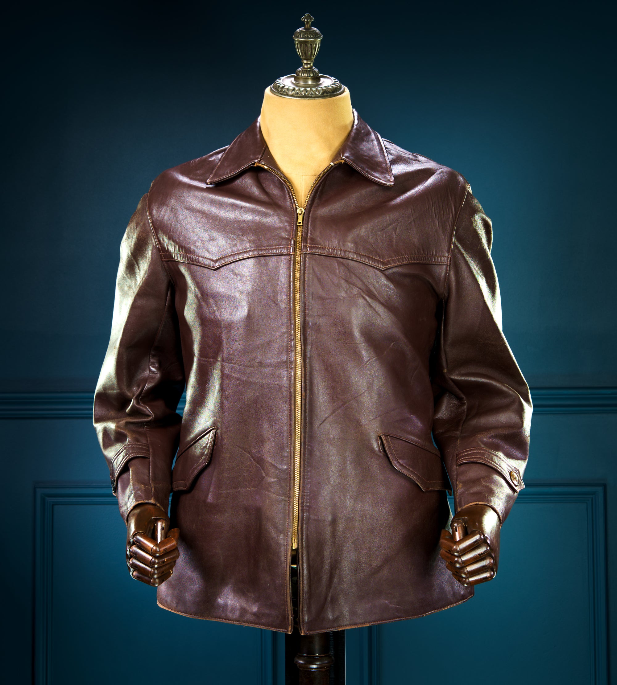 Vintage 1950s Cold War French Lambskin Worker Biker Rider Leather Jacket “M”