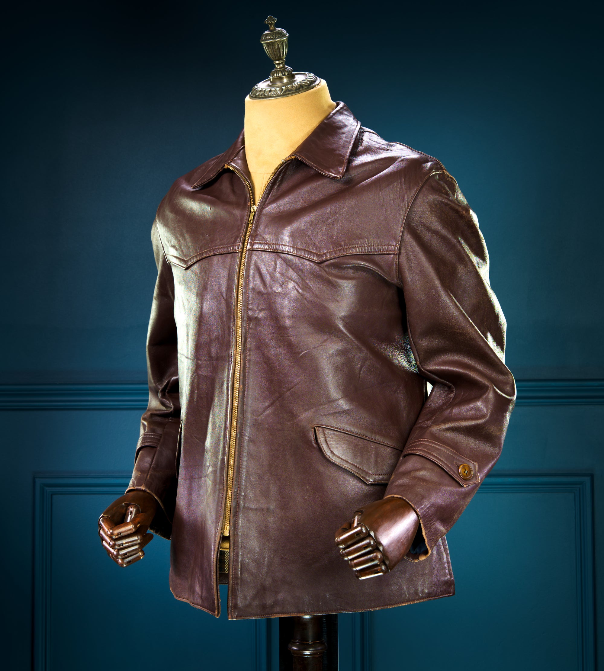 Vintage 1950s Cold War French Lambskin Worker Biker Rider Leather Jacket “M”