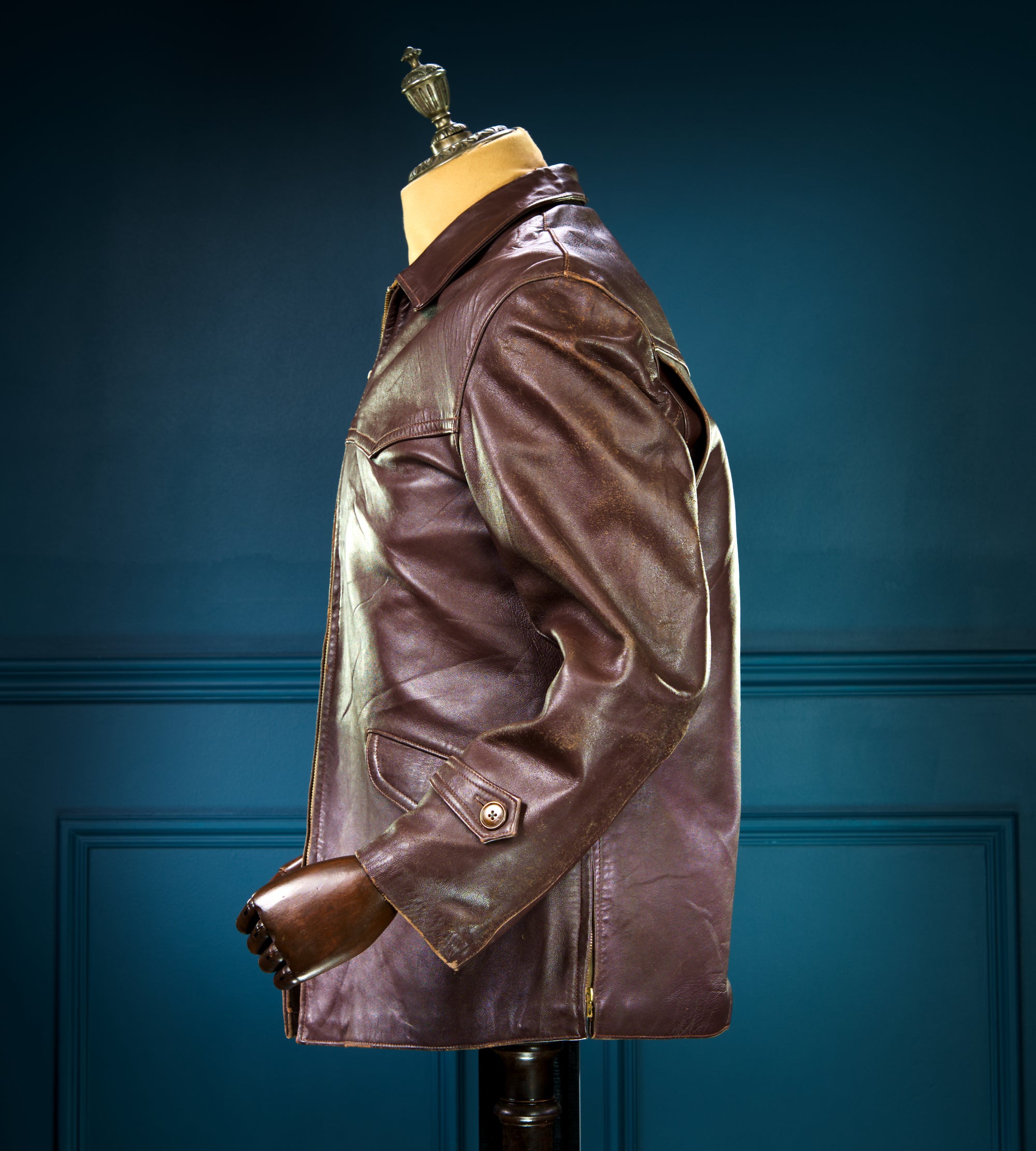 Vintage 1950s Cold War French Lambskin Worker Biker Rider Leather Jacket “M”