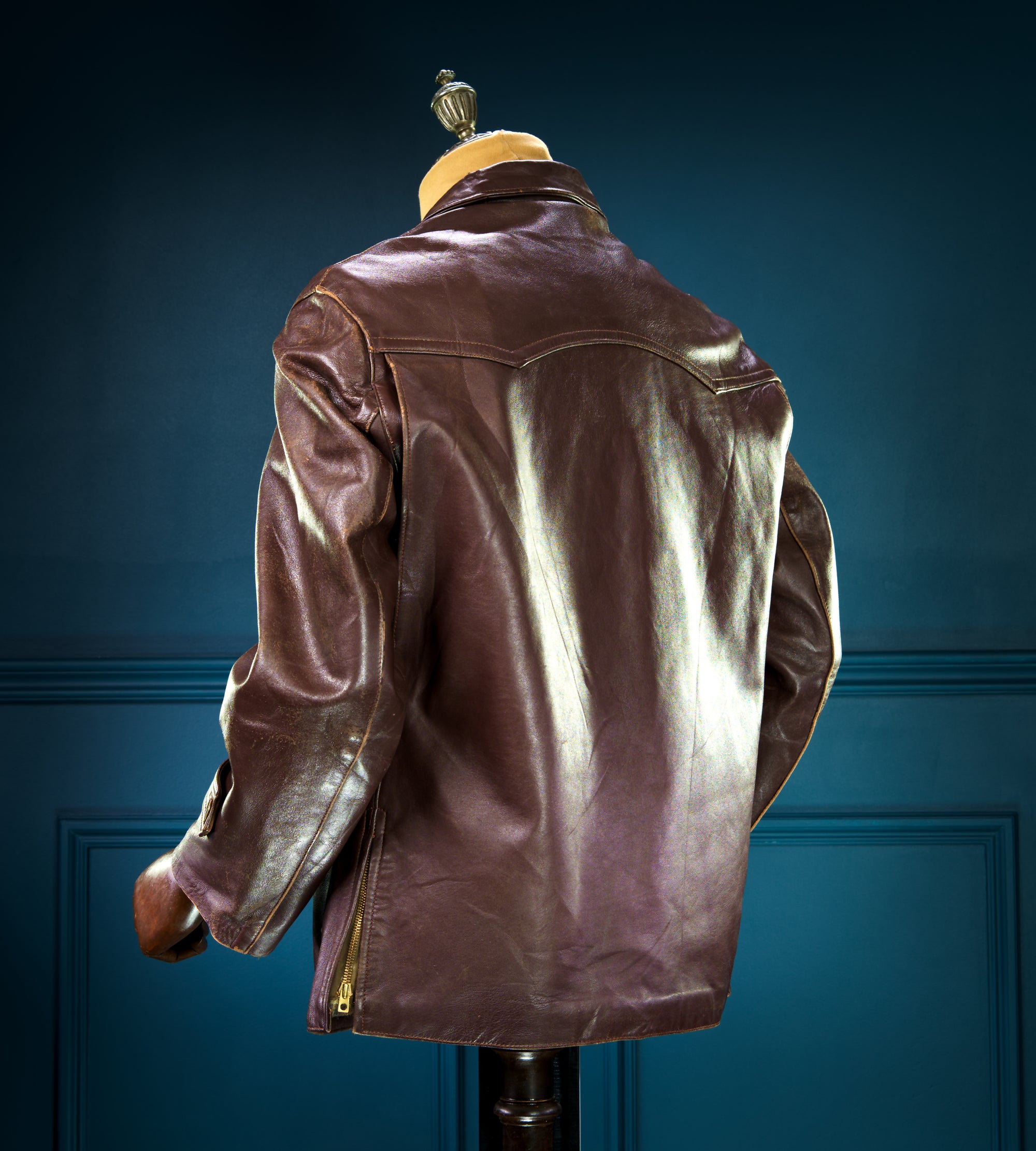 Vintage 1950s Cold War French Lambskin Worker Biker Rider Leather Jacket “M”