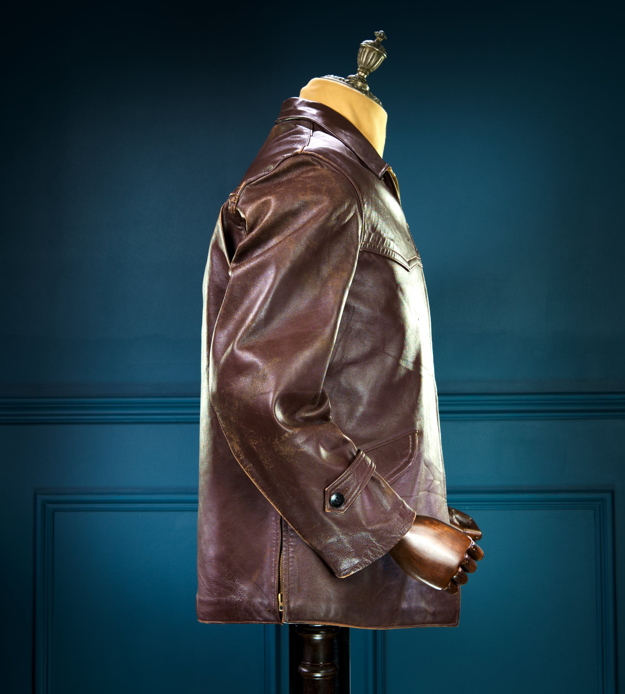 Vintage 1950s Cold War French Lambskin Worker Biker Rider Leather Jacket “M”